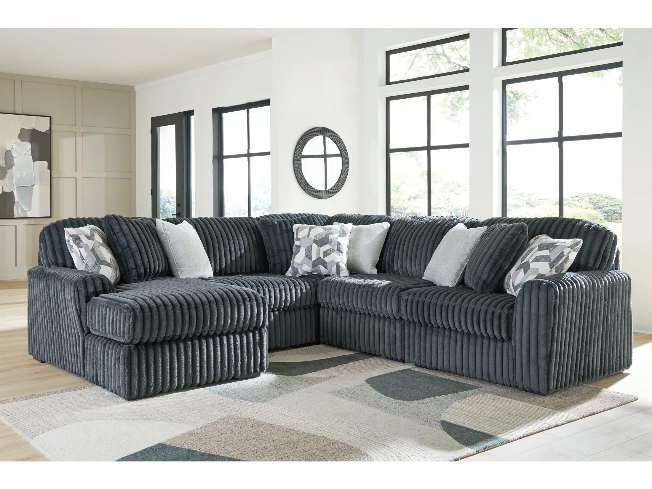 Midnight-Madness Gunmetal 5 Pc Sectional with Chaise (Online Special Price)