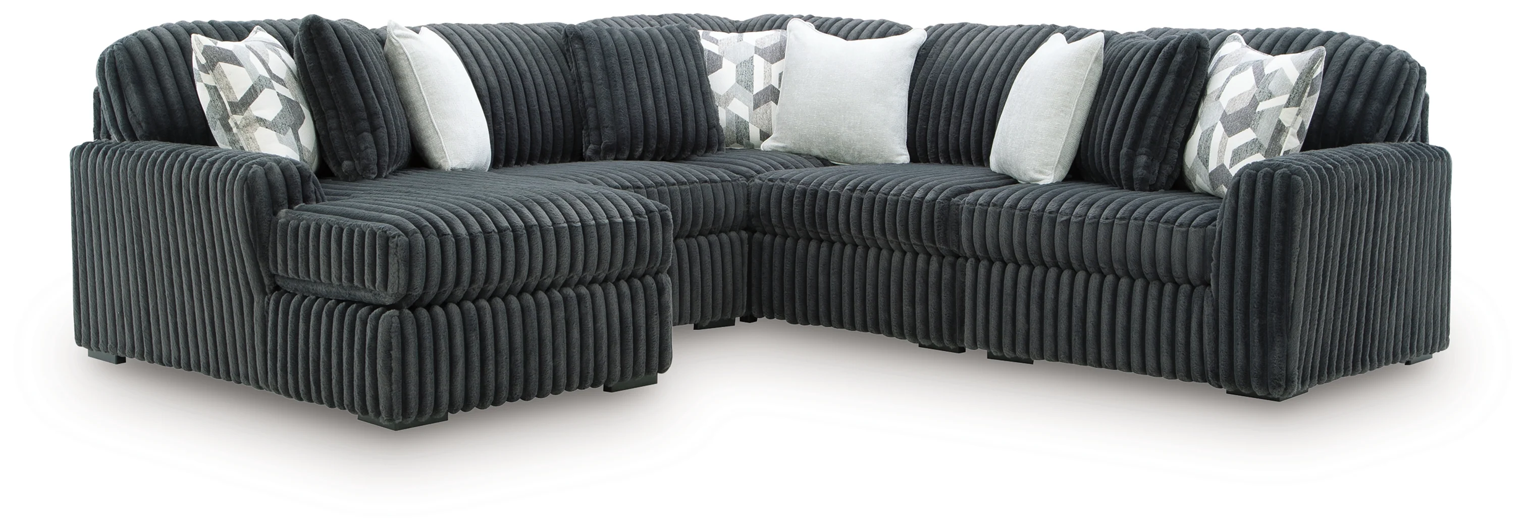 Midnight-Madness Gunmetal 5 Pc Sectional with Chaise (Online Special Price) - Image 2