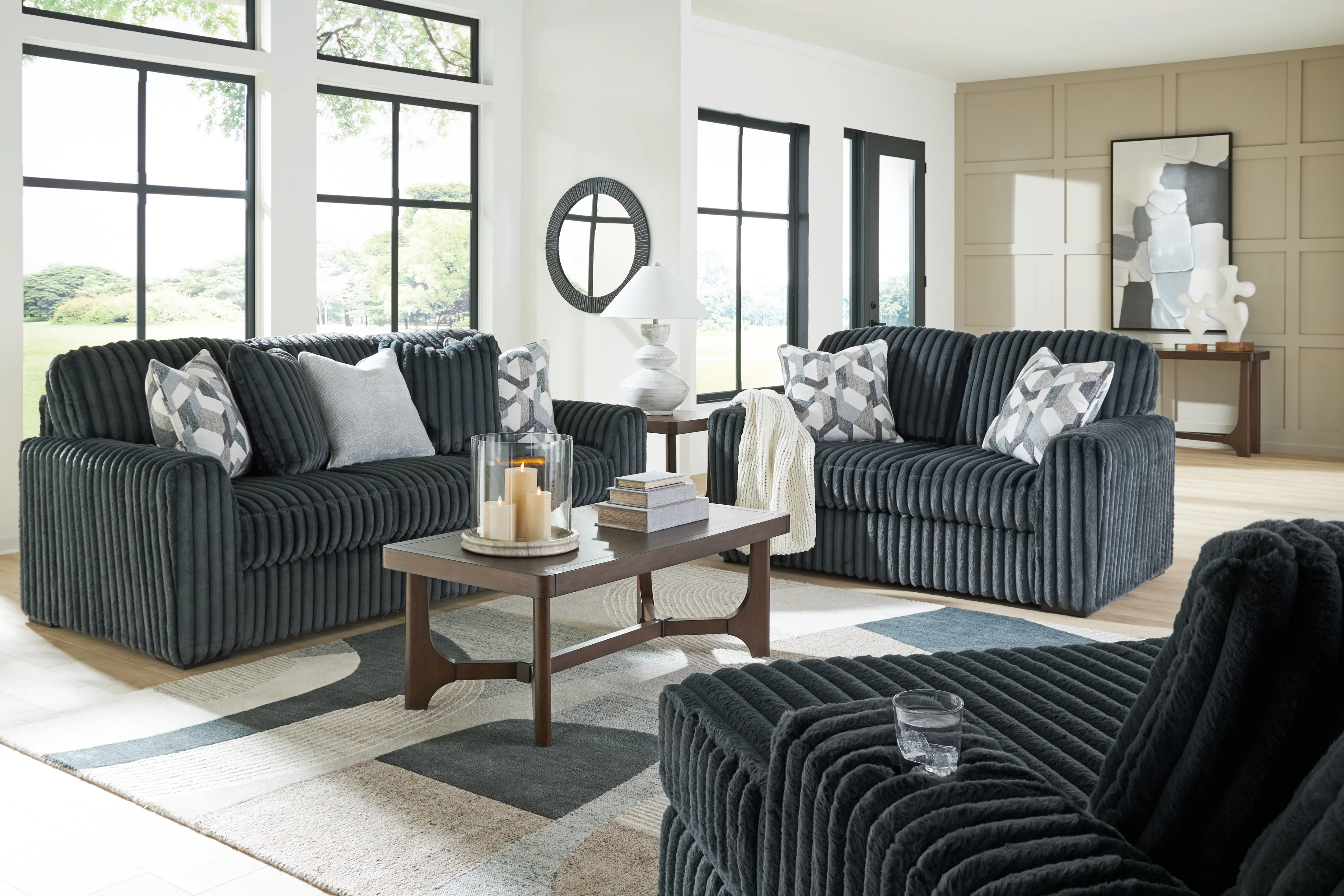 Midnight-Madness Gunmetal Sofa, Loveseat and Oversized Chaise (Online Special Price) - Image 15