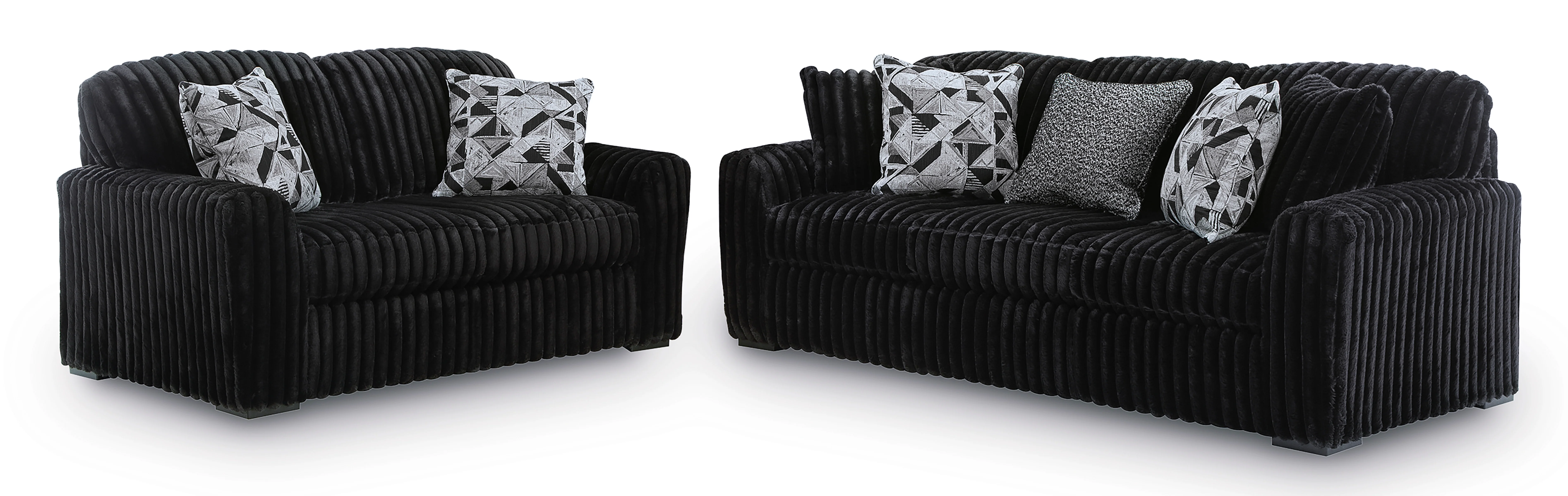 Midnight-Madness Onyx Corduroy Sofa and Loveseat Living Room Set - Image 4