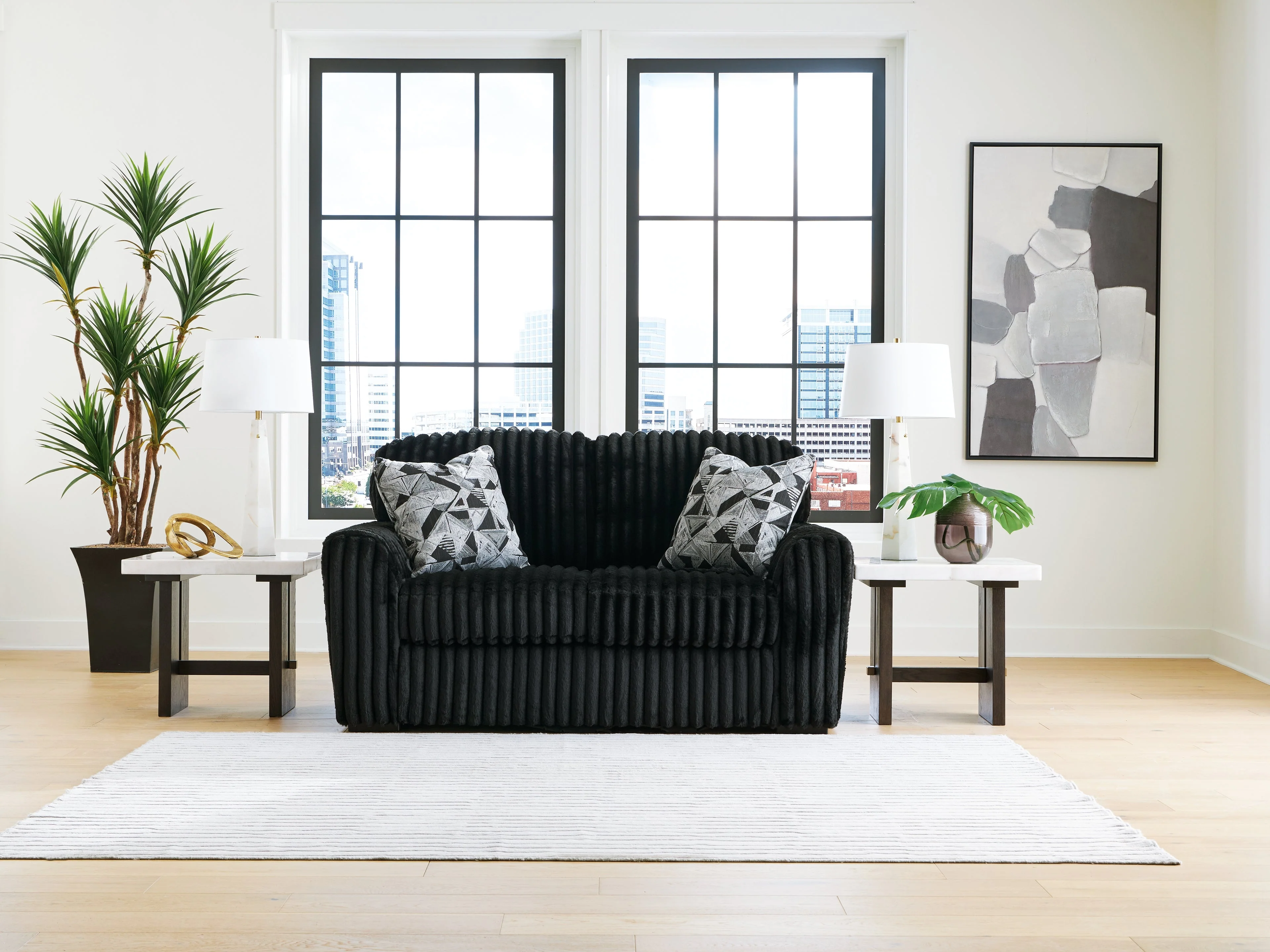 Midnight-Madness Onyx Sofa, Loveseat and Oversized Ottoman (Online Special Price) - Image 3