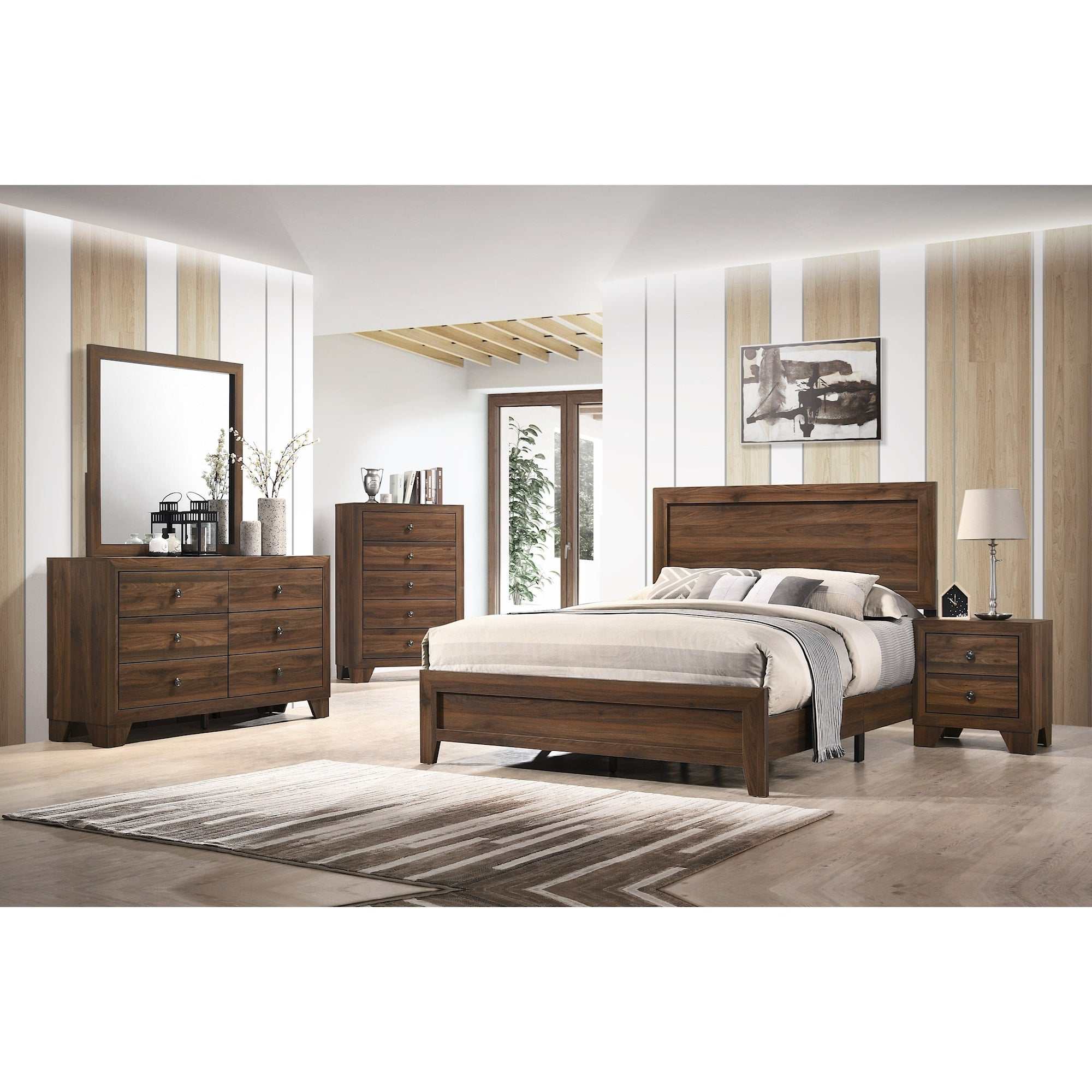 Millie Cherry Brown Queen Panel Bed - Image 3