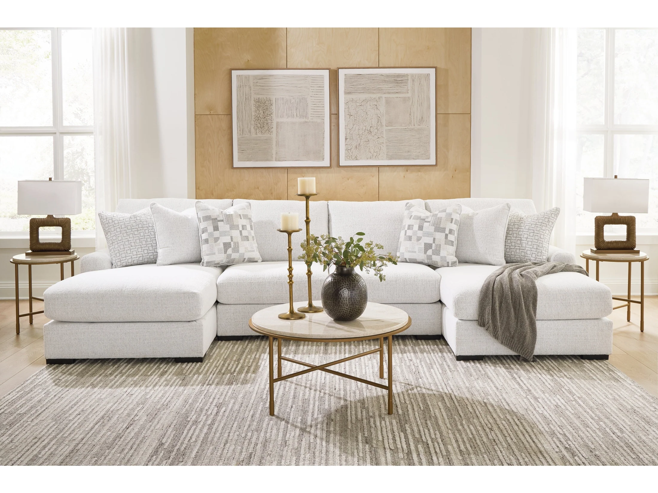 Misty-Lakes Chalk 4-Piece Double Chaise Sectional (Online Special Price)