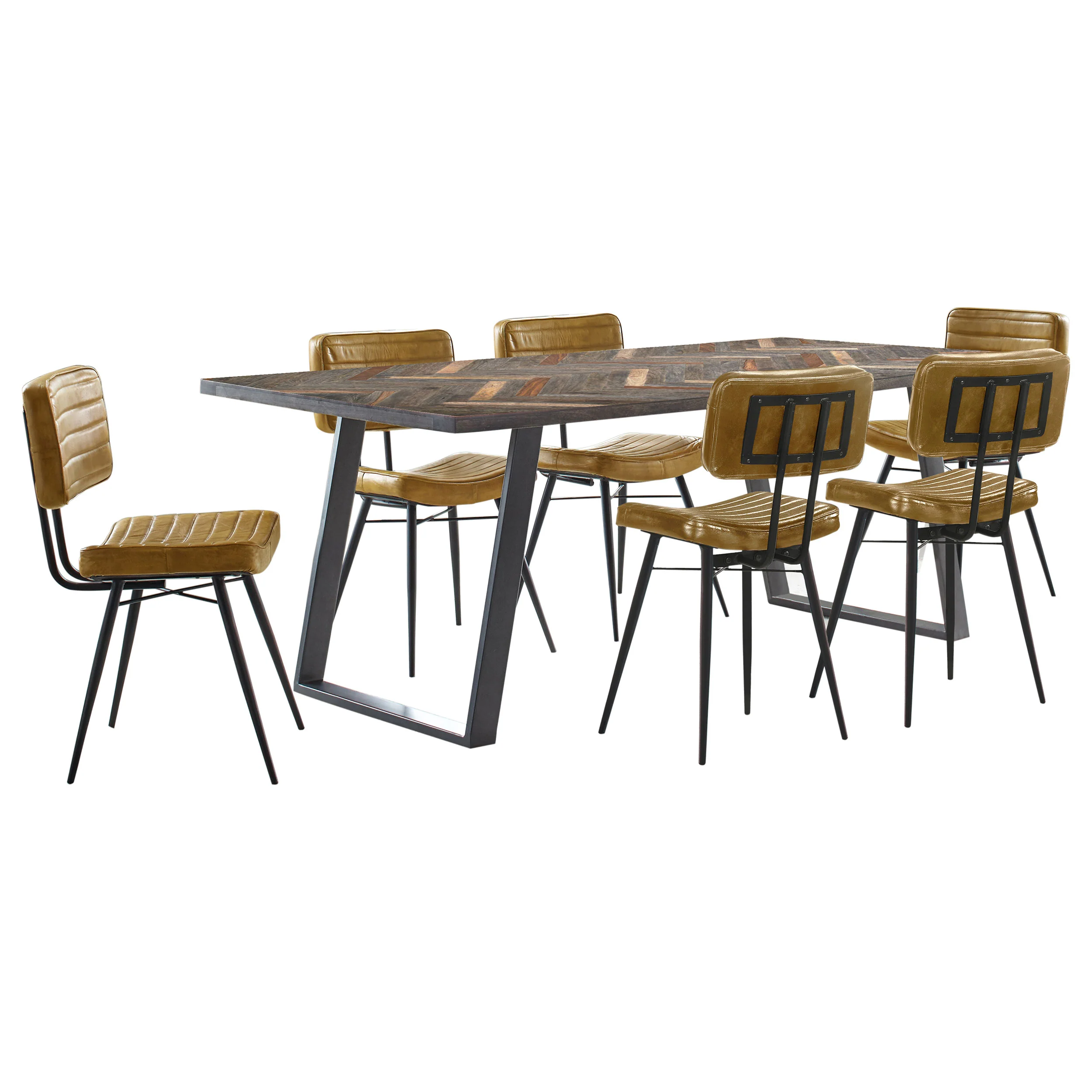 Misty Sheesham and Camel 7-piece Rectangular Dining Set - Image 2