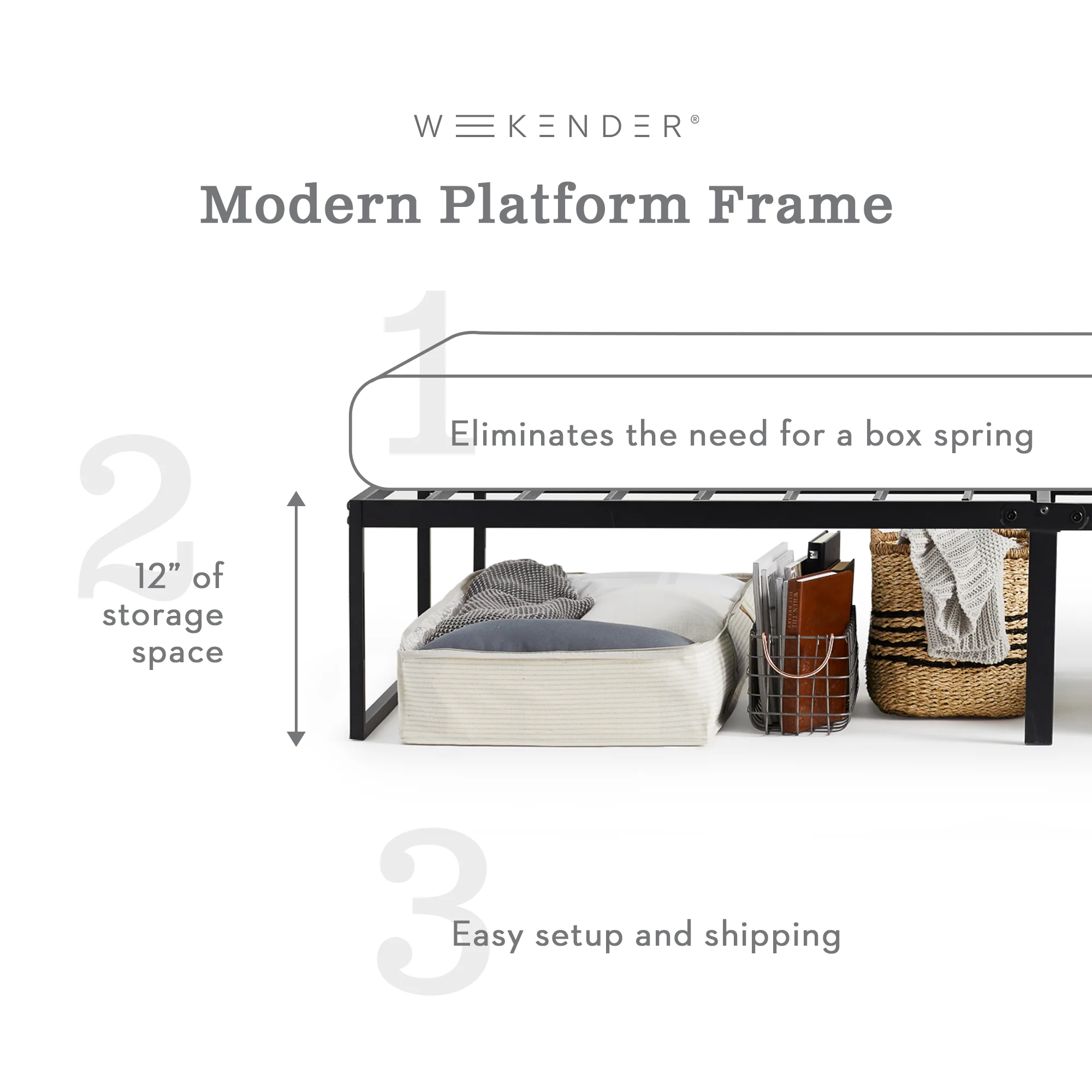 Modern Black Cal King Platform Bed Frame - Image 3