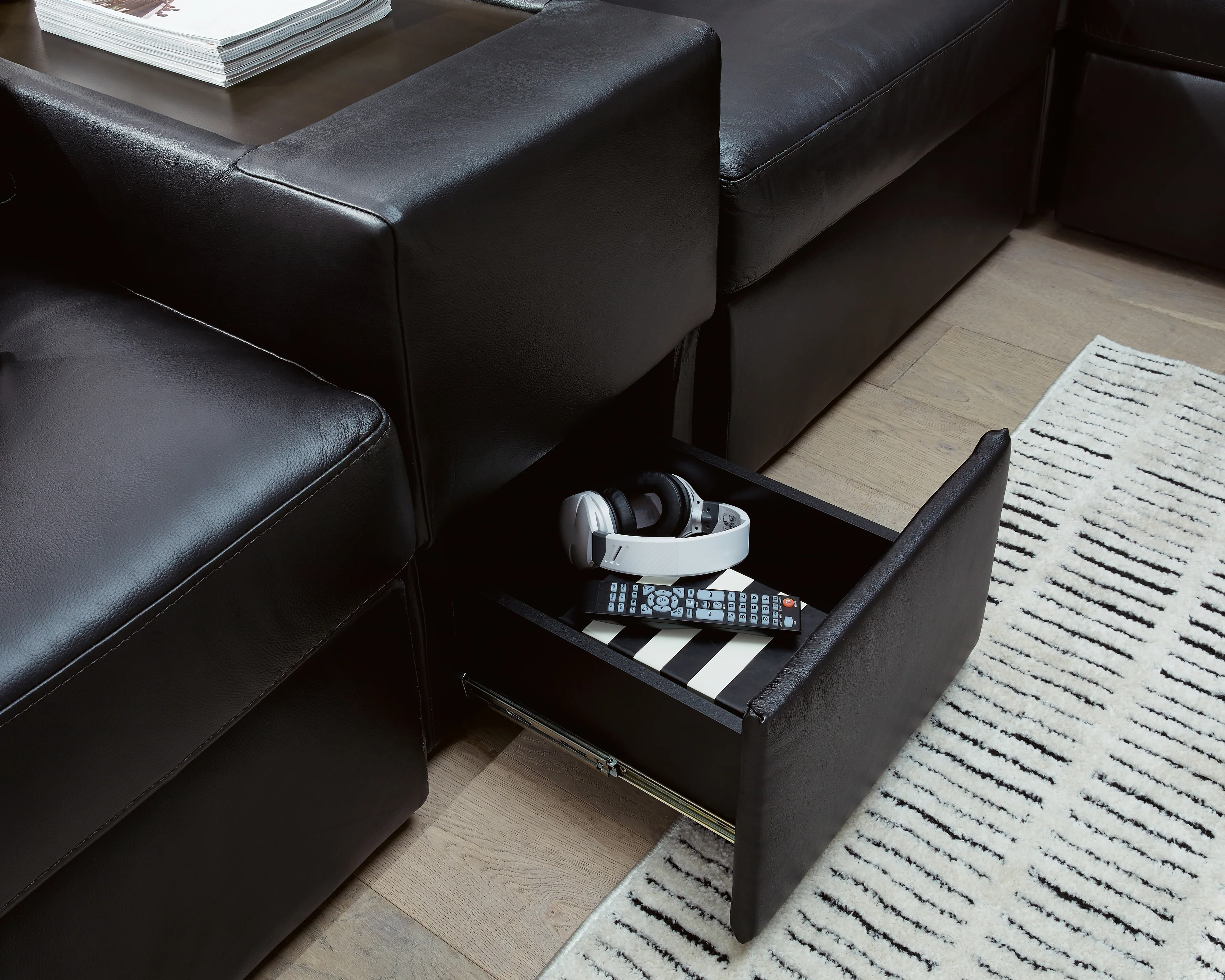 ModMax II Black 8-Piece Sectional with Left Chaise and Storage Consoles - Image 3