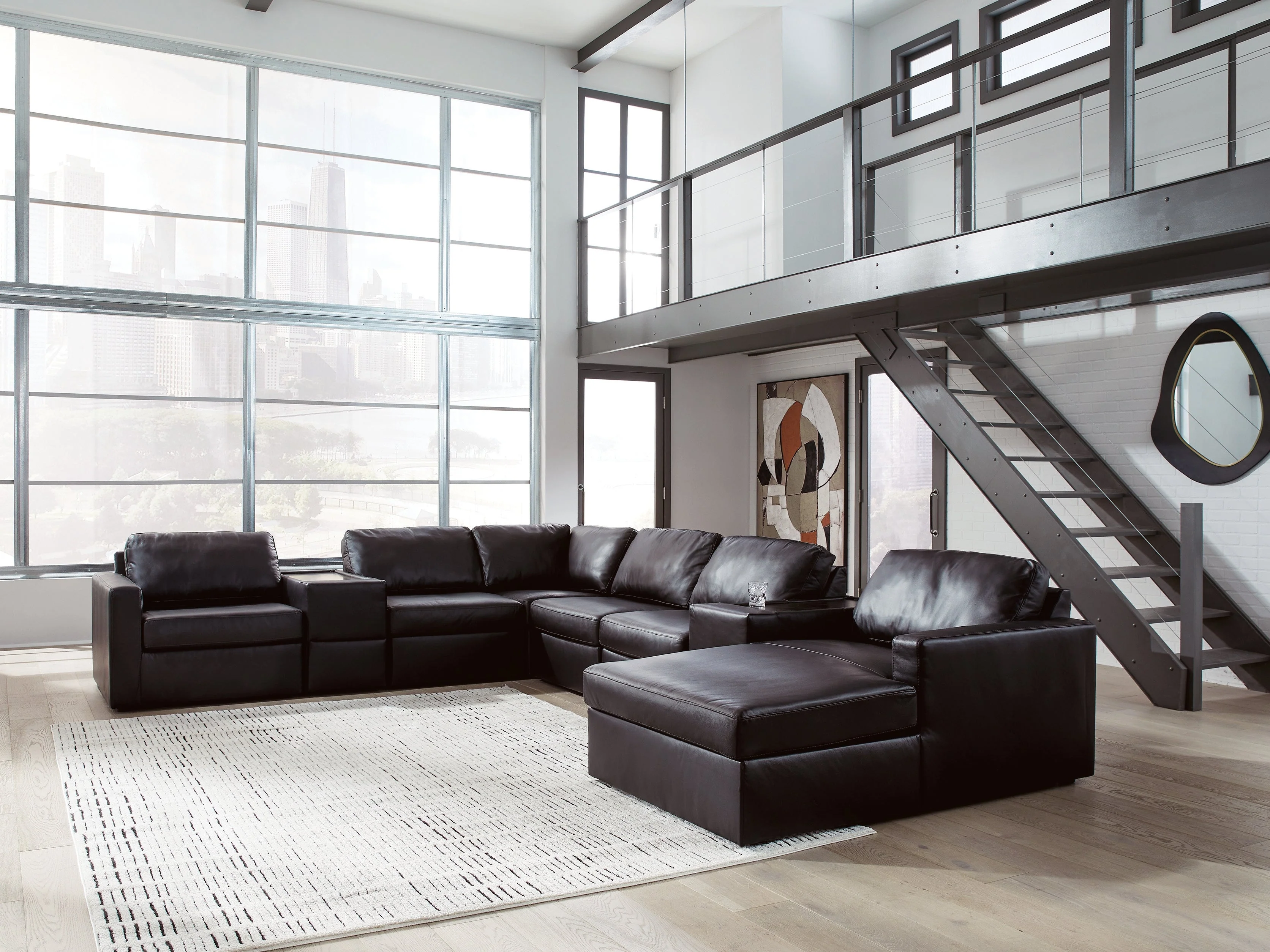 ModMax II Black 8-Piece Sectional with Right Chaise and Storage Consoles (Online Special Price)