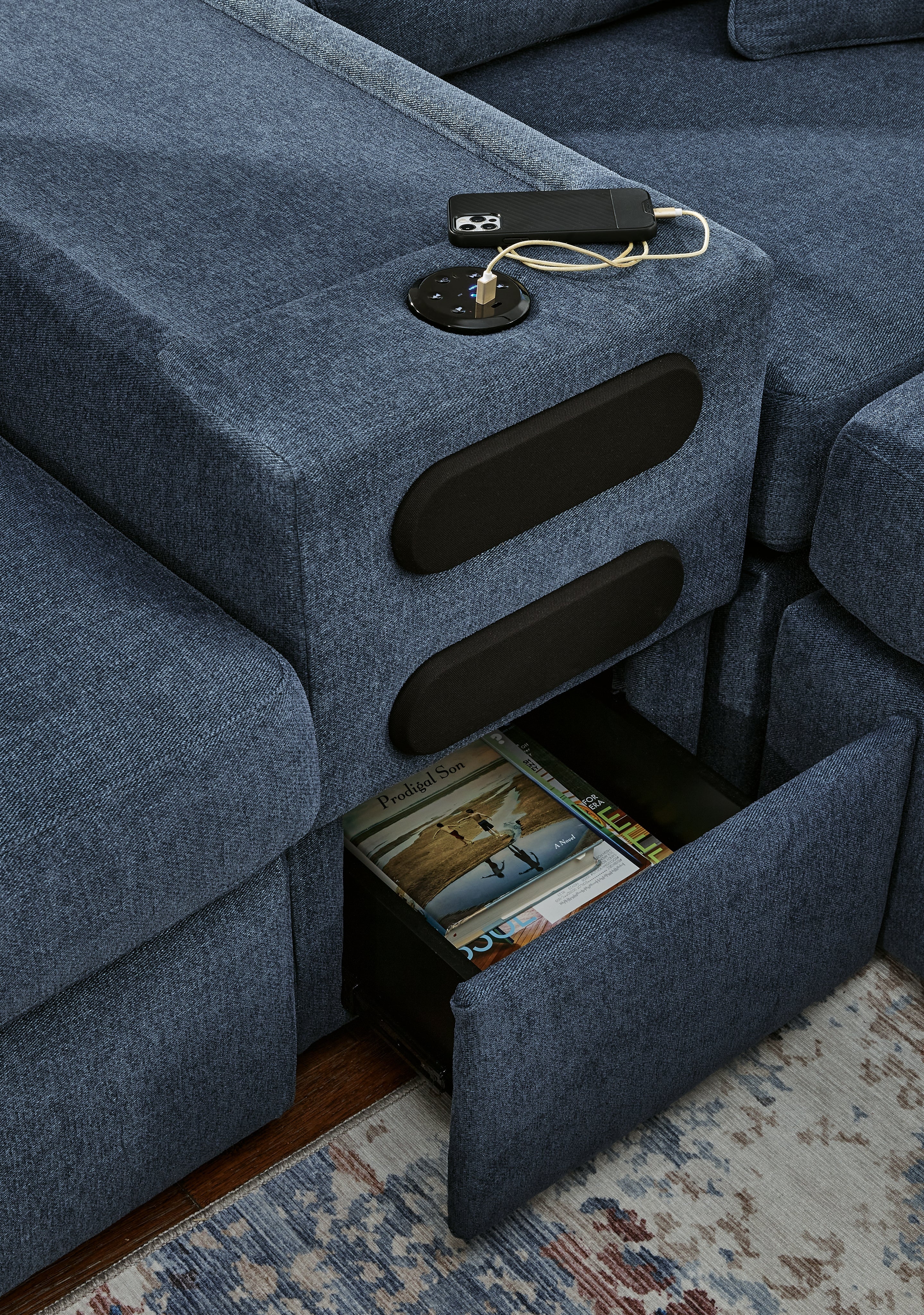 Modmax Ink 5-Piece Sectional with Audio Console and Ottoman (Online Special Price) - Image 19