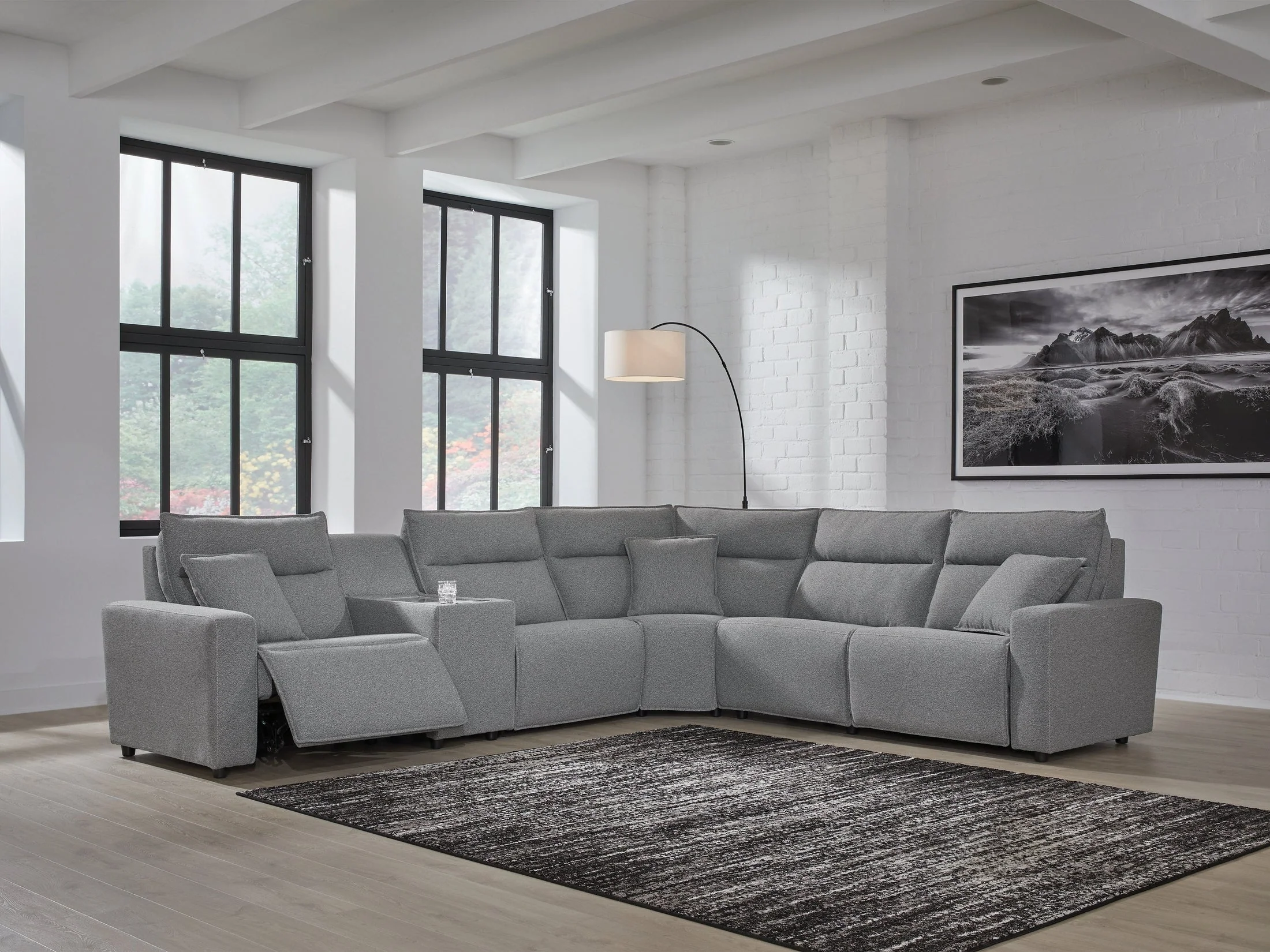 Modmax Salt and Pepper 6-Piece Reclining Sectional with Storage Console (Online Special Price)