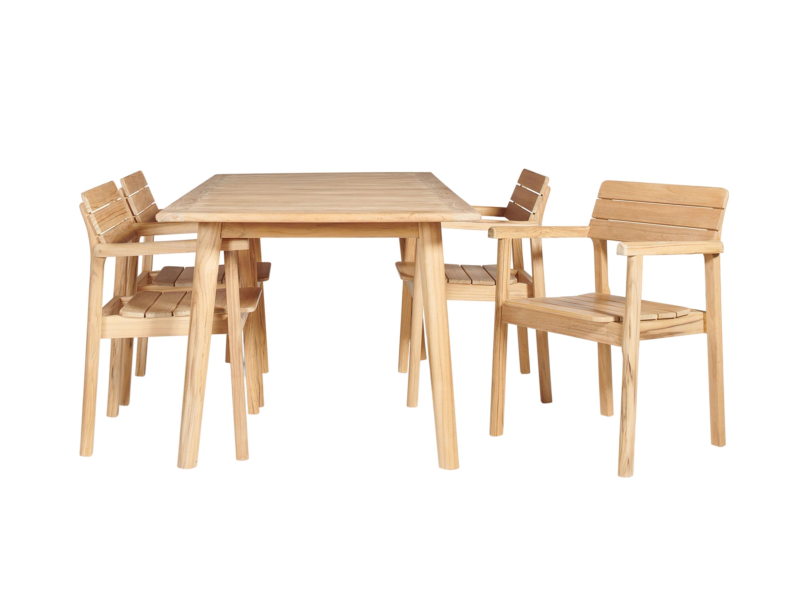 Modurn 5-Piece Rectangular Teak Outdoor Dining Set with Stacking Armchairs - Image 2