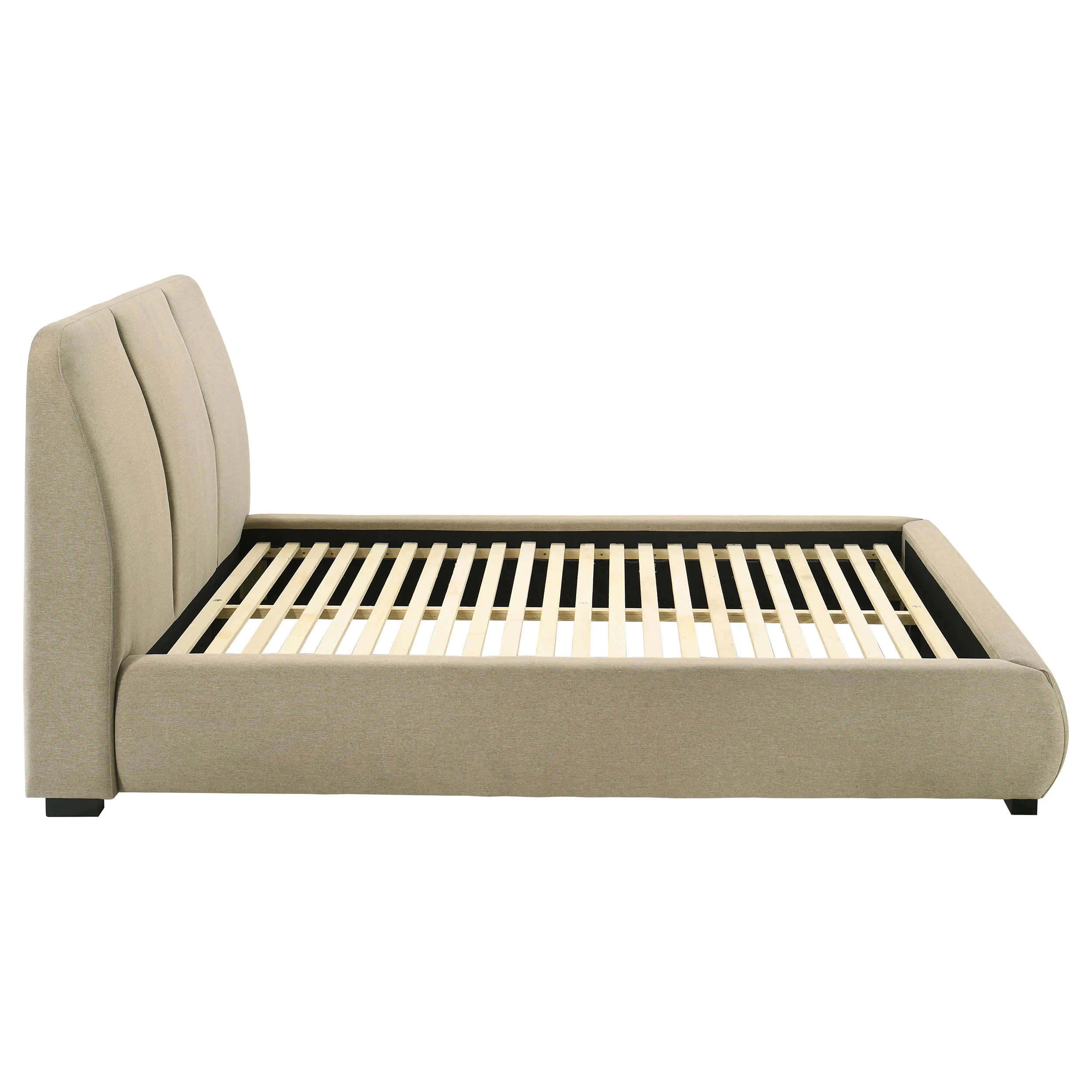Mokena Light Brown 46-inch Upholstered Queen Platform Bed - Image 6