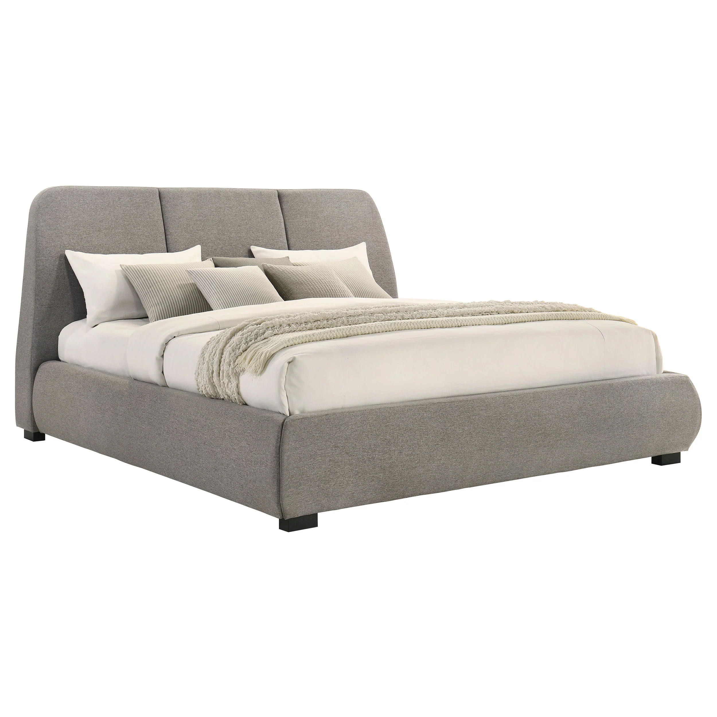 Mokena Taupe 46-inch Upholstered Eastern King Platform Bed - Image 3