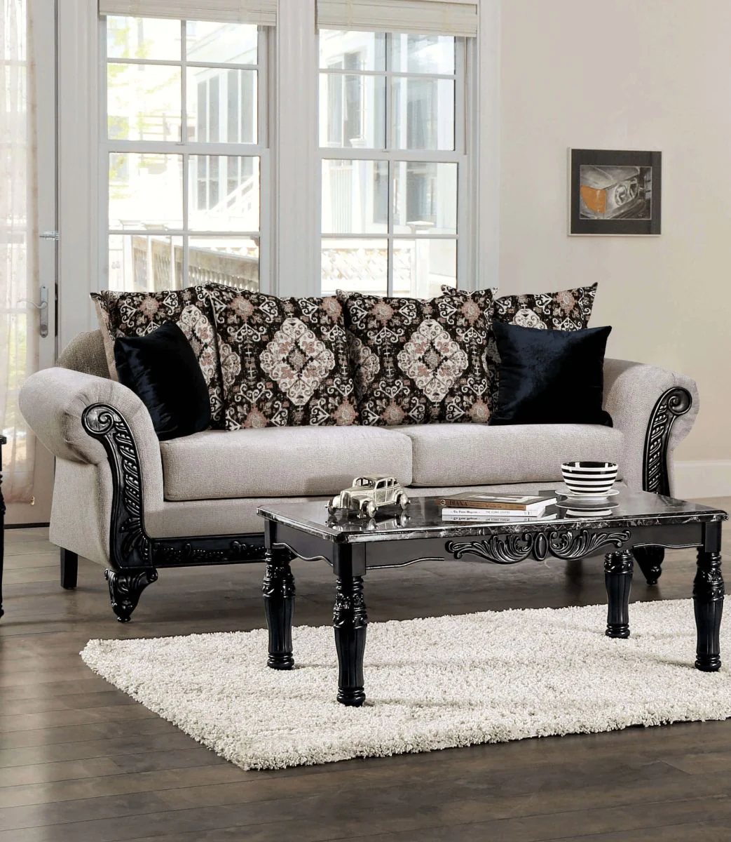 Molfetta Light Brown & Black Sofa & Loveseat - Image 2