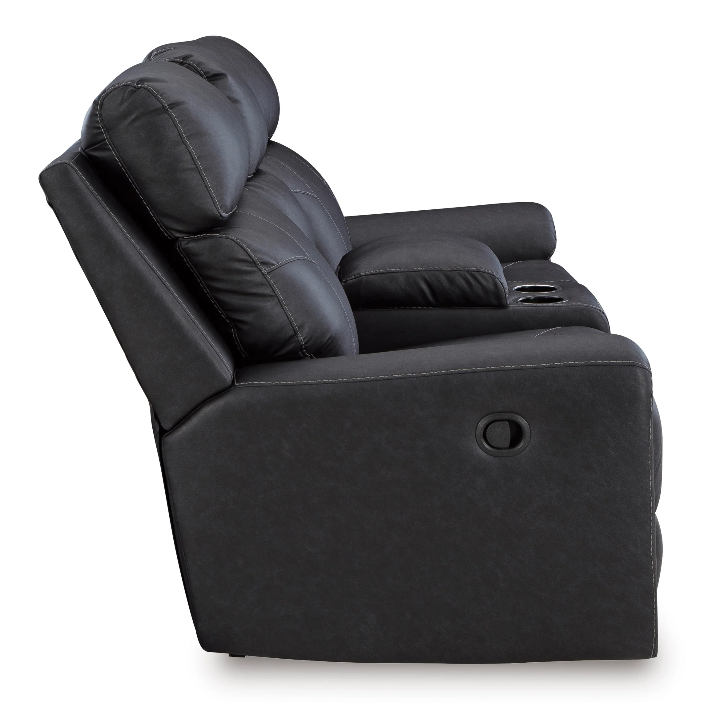 Montacute Black Reclining Loveseat with Console - Image 7