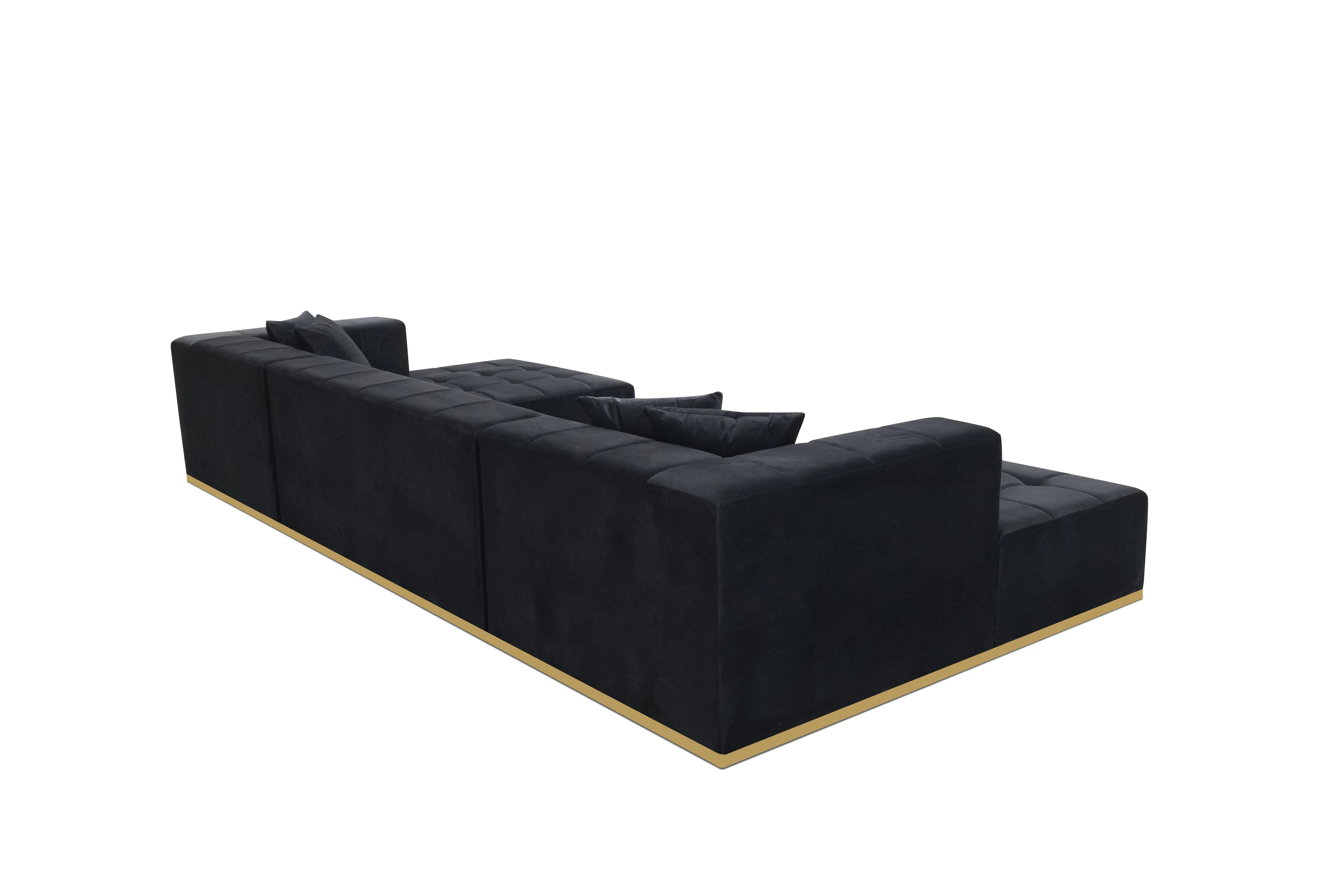 Montecito Black Velvet Double Chaise "U" Shape Sectional Sofa - Image 5