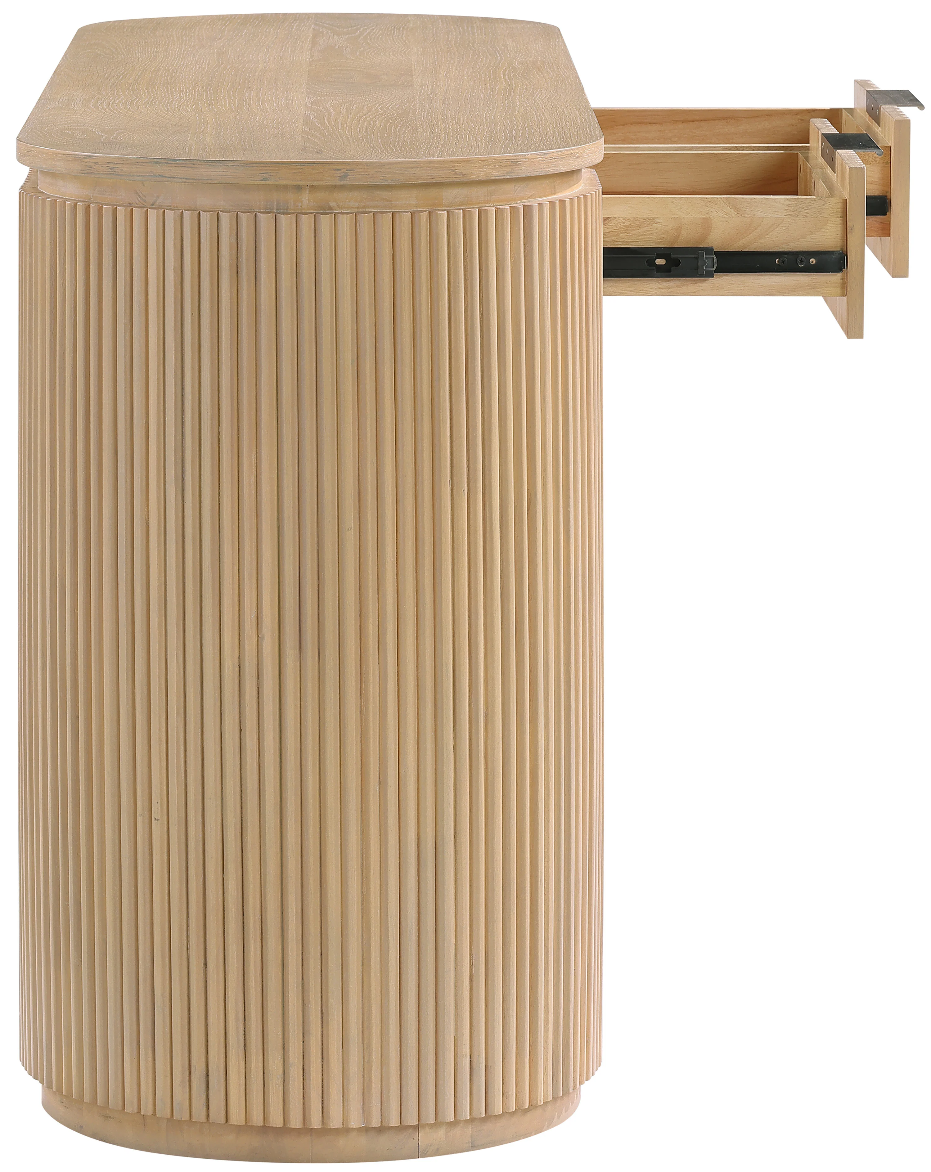 Monterey Natural/Oak/Silver Wood And Oak Veneer Desk - Image 6