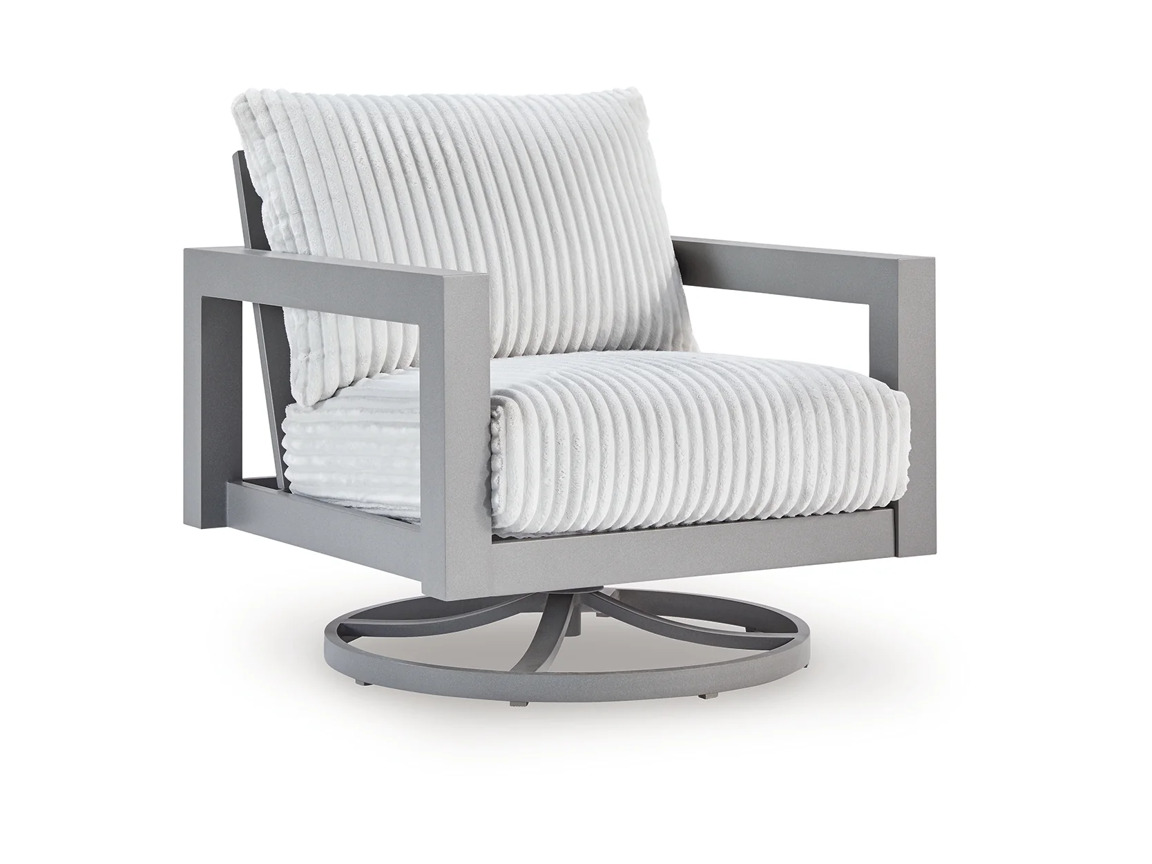 Moonlight Gray Outdoor Swivel Chair with Cushion - Image 2