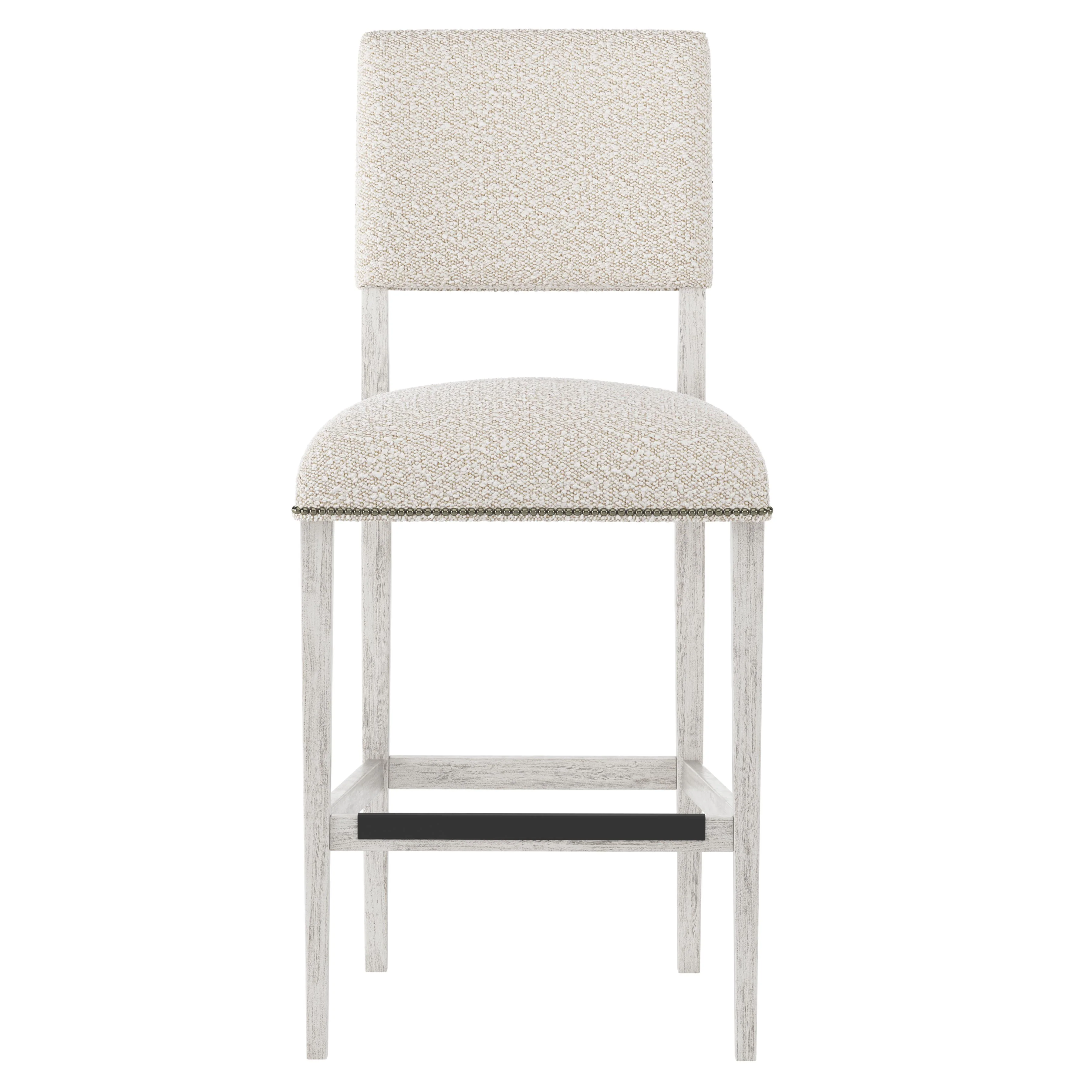 Moore Glacier White/White/Cream Fabric Bar Stool - Image 3