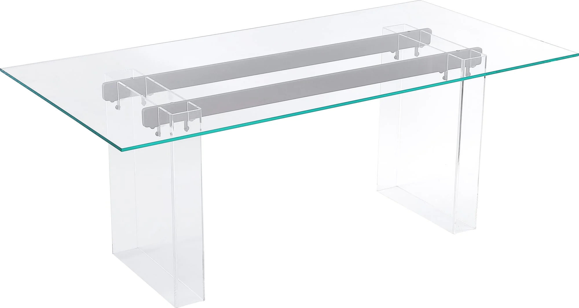 Moorea Clear/Glass/Bronze Double Pedestal Rectangular Dining Table - Image 3