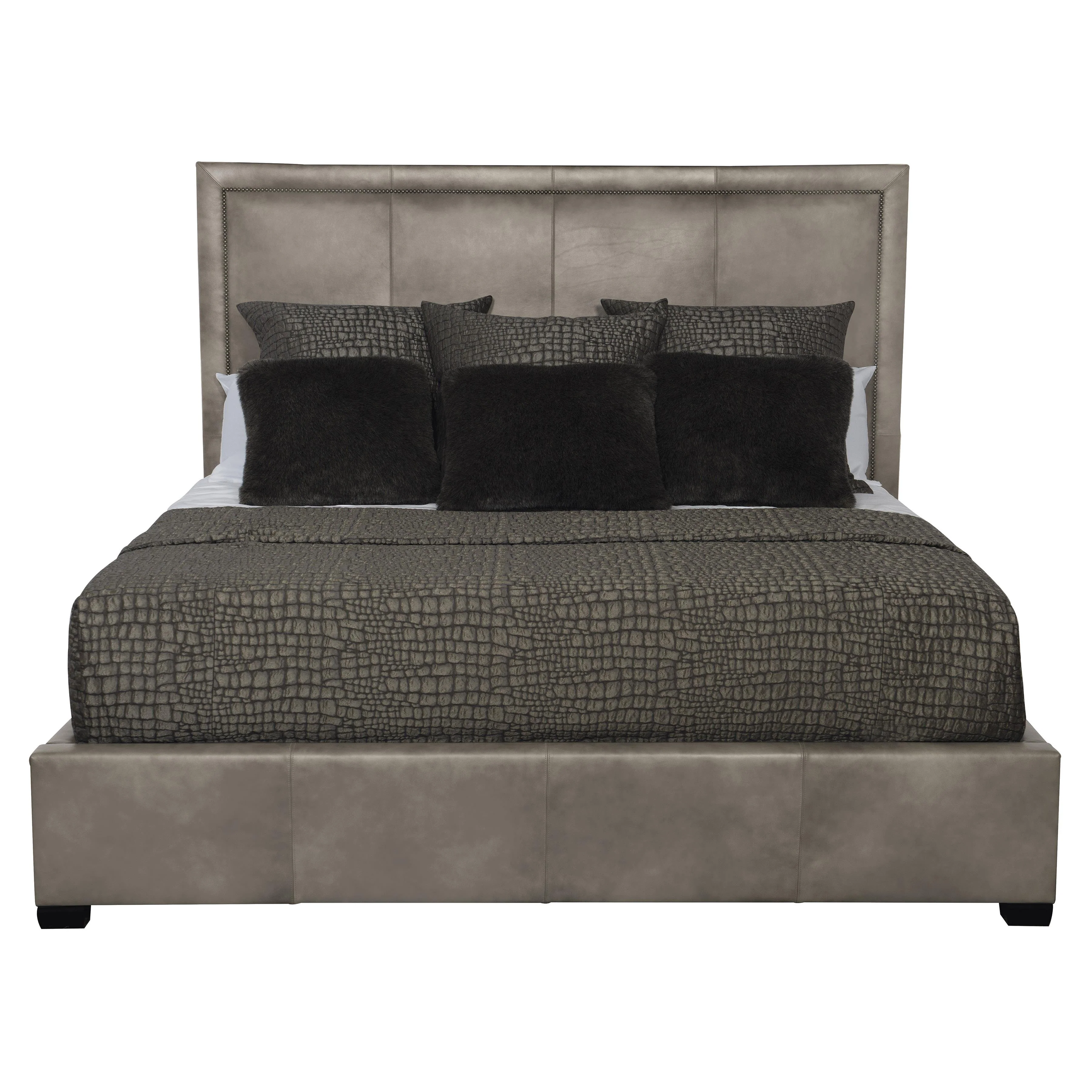 Morgan Beige/Tan Leather Queen Panel Bed – Standart Headboard - Image 2
