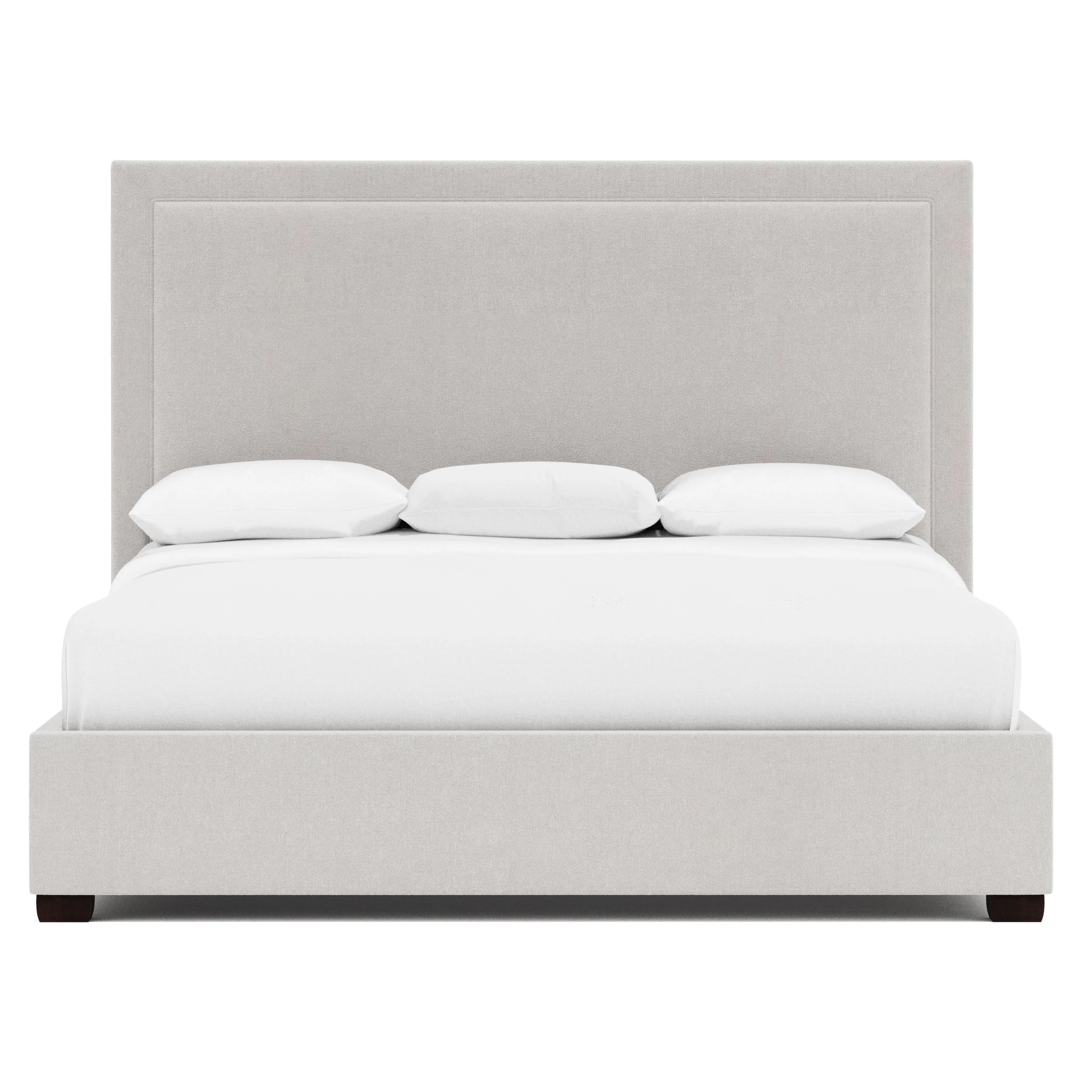 Morgan White/Cream Fabric California King Panel Bed – Tall Headboard - Image 2