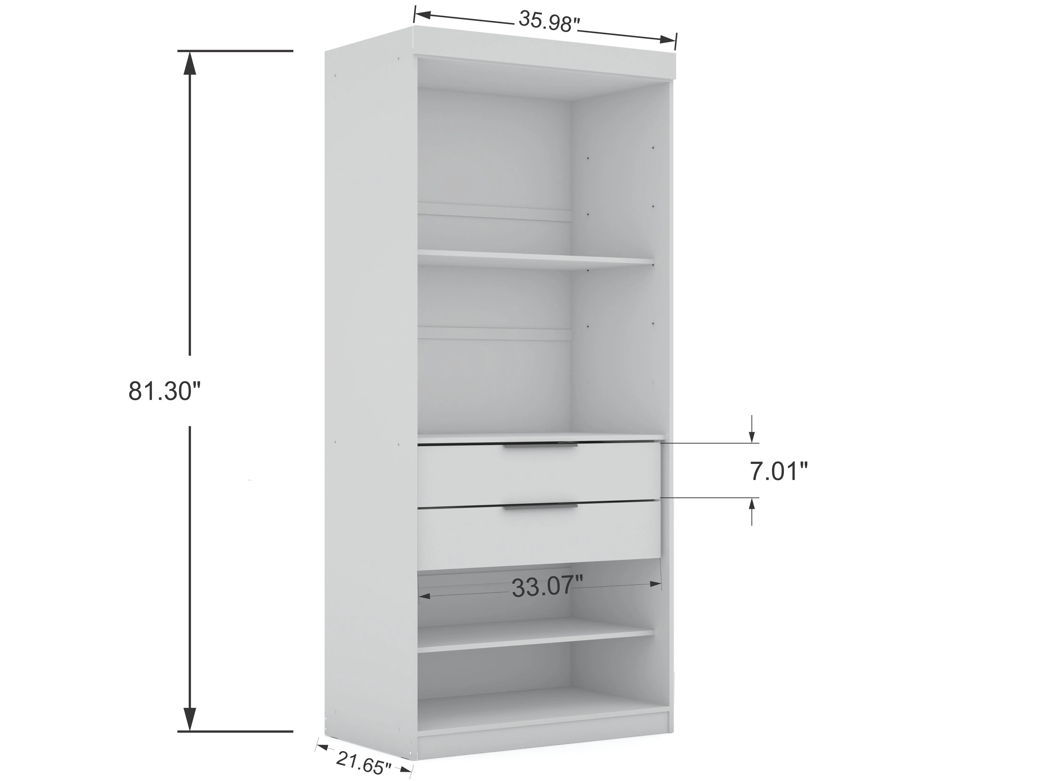 Mulberry 2.0 Wardrobe Closet in White (set of 3) - Image 5