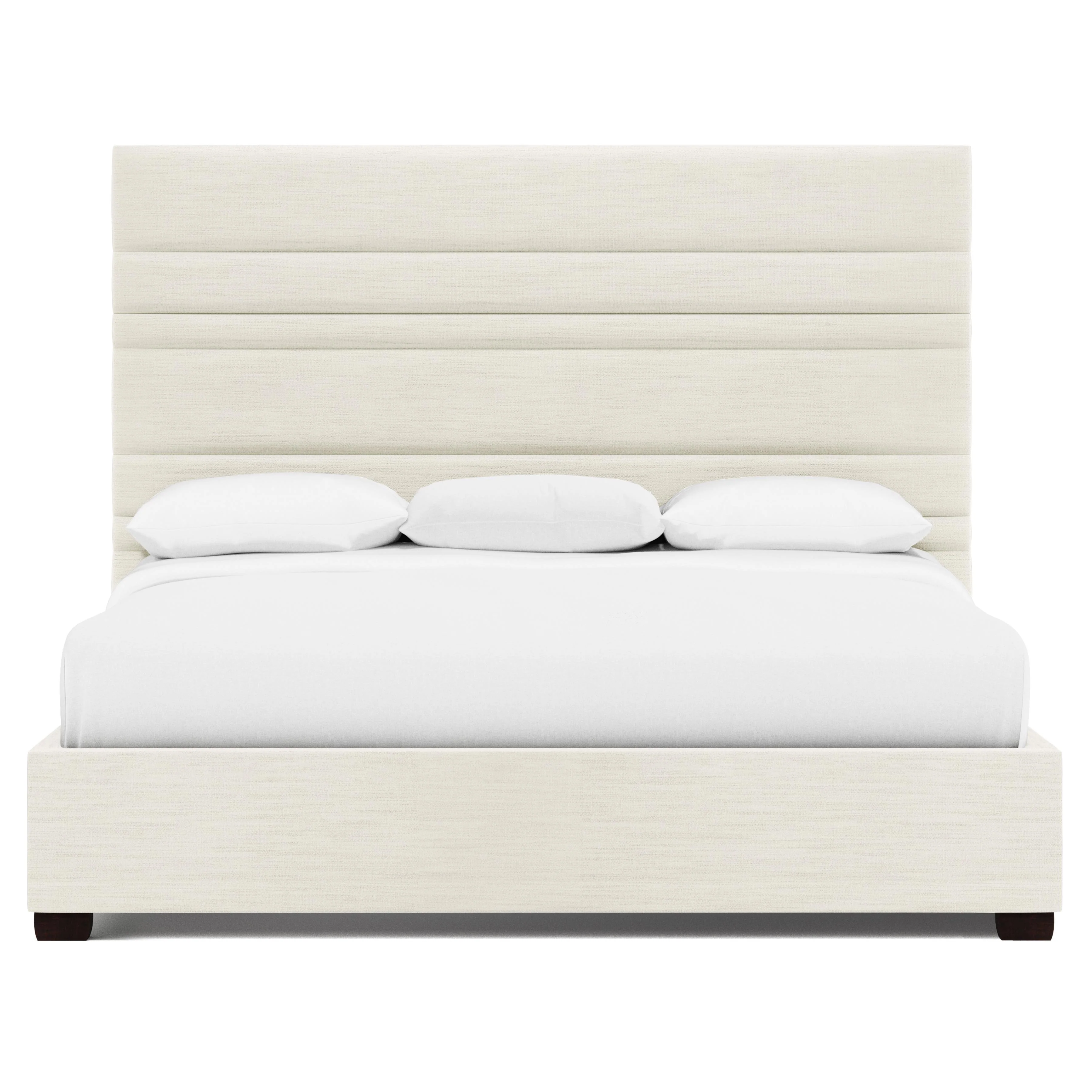 Murray White/Cream Fabric California King Panel Bed - Image 2