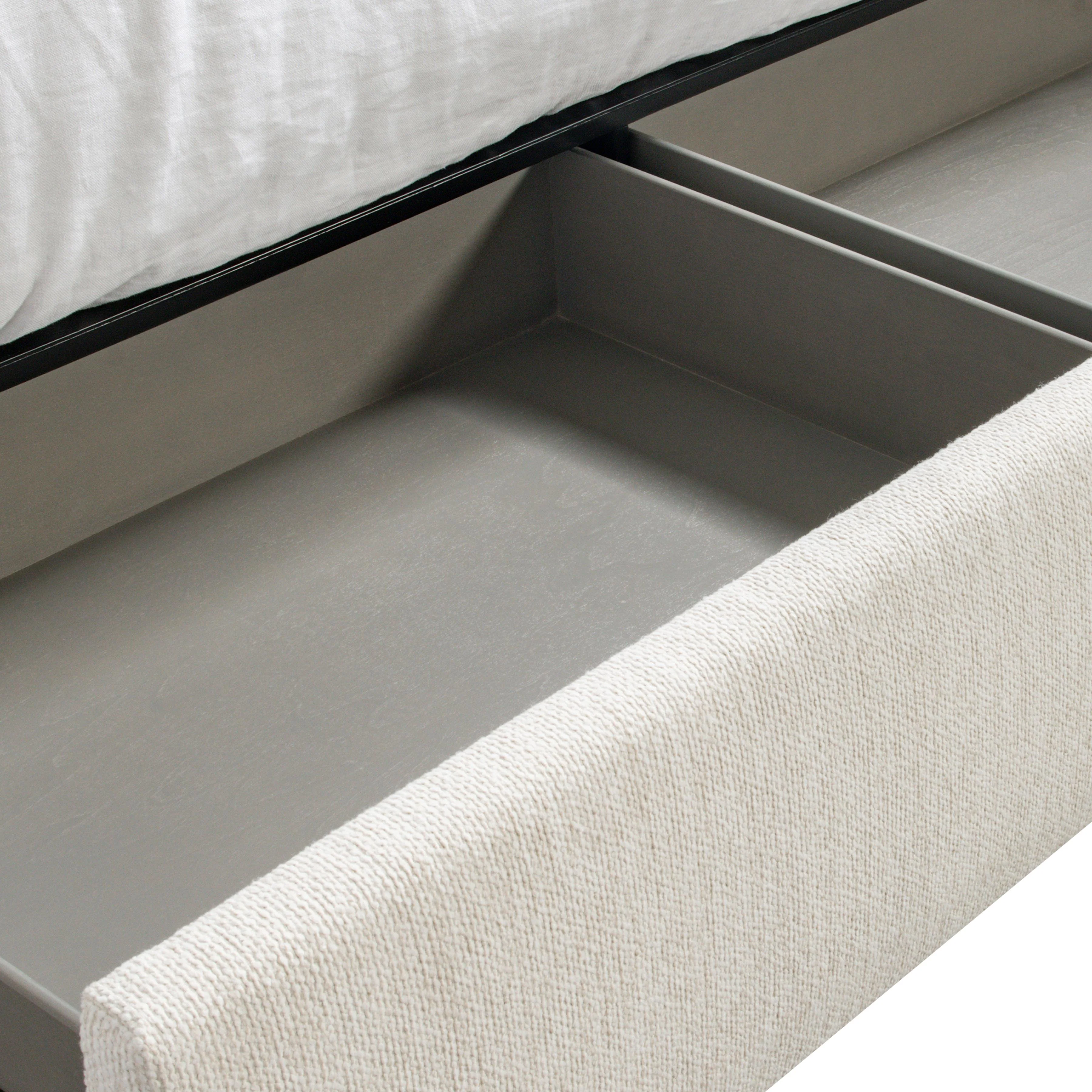 Murray White/Cream Fabric Queen Storage Panel Bed - Image 4