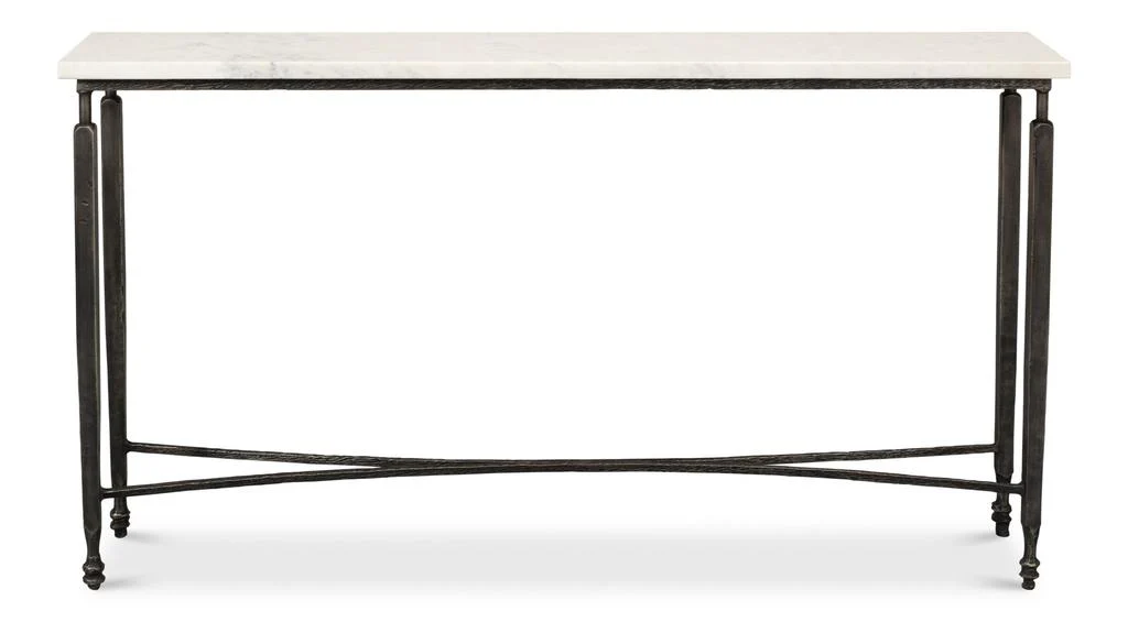 Mykos White Marble/Black Console Table - Image 2