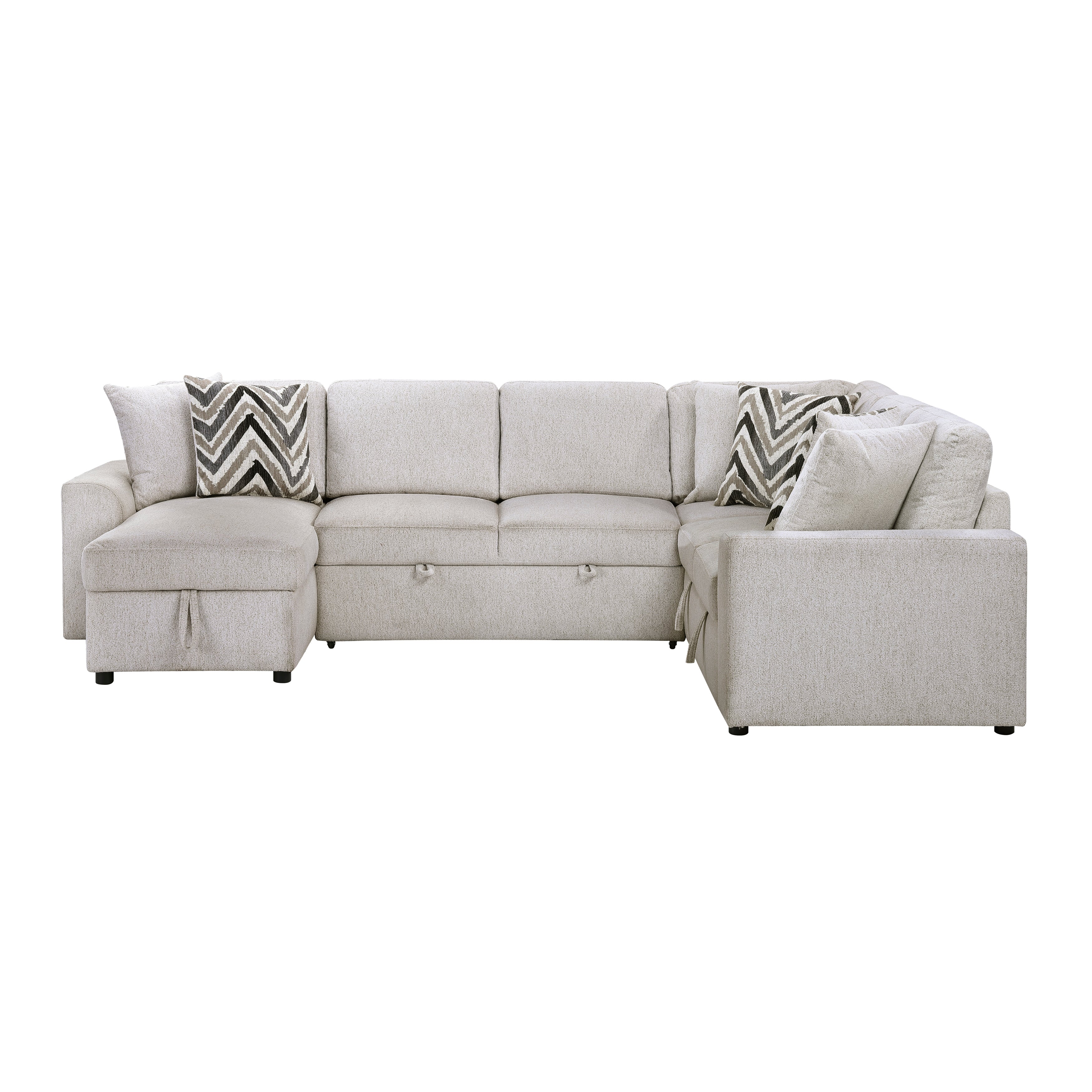 Myrtle Beige 3-Piece Sectional with Pull-out Bed and Hidden Storage - Image 2