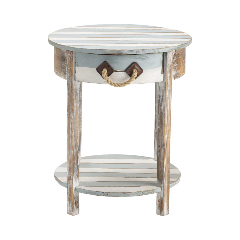Nantucket Blue/White Round Accent Table - Image 4