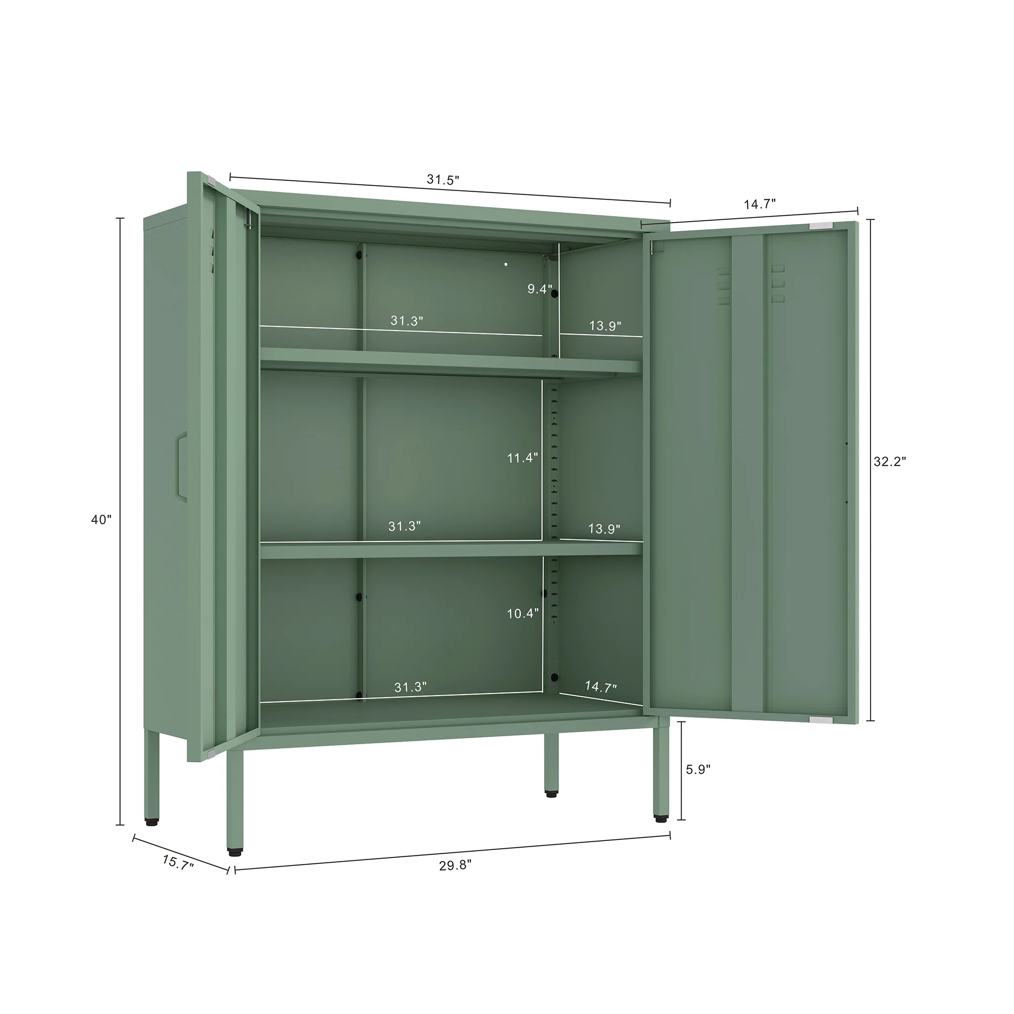 Naomi 31.5" Accent Cabinet in Green - Image 3