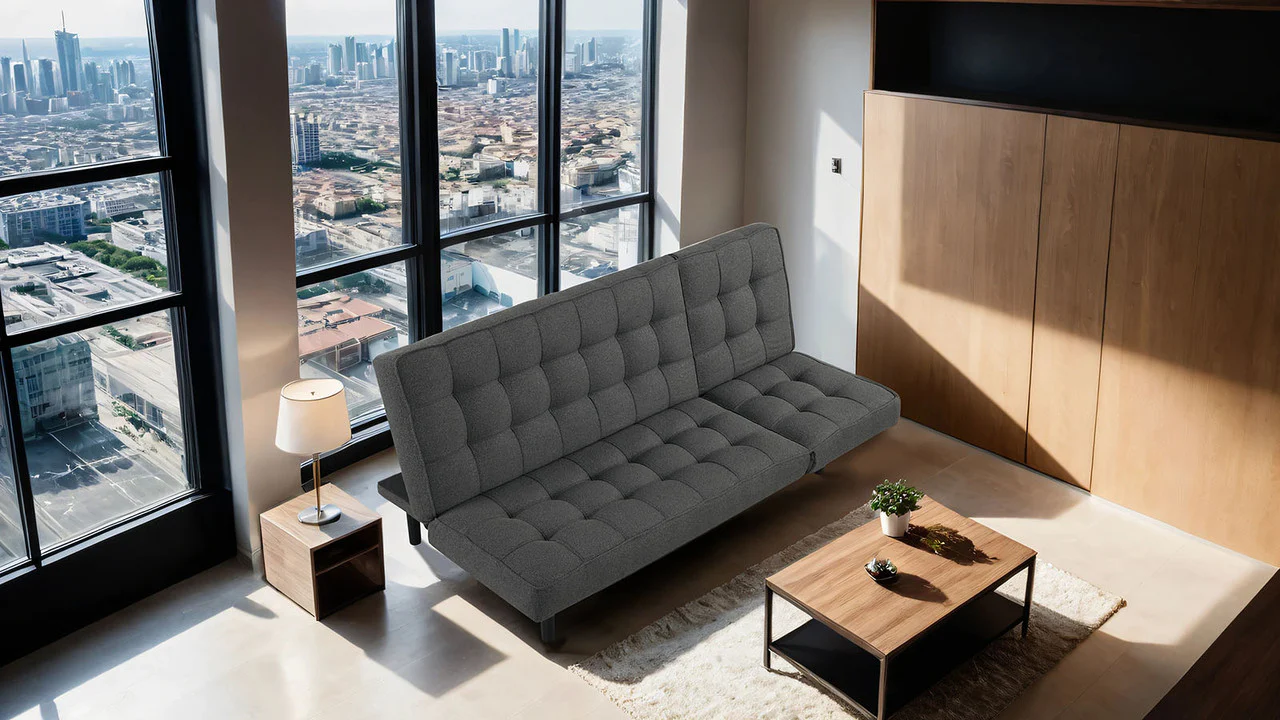 Napervill Dark Gray Futon Sofa - Image 3