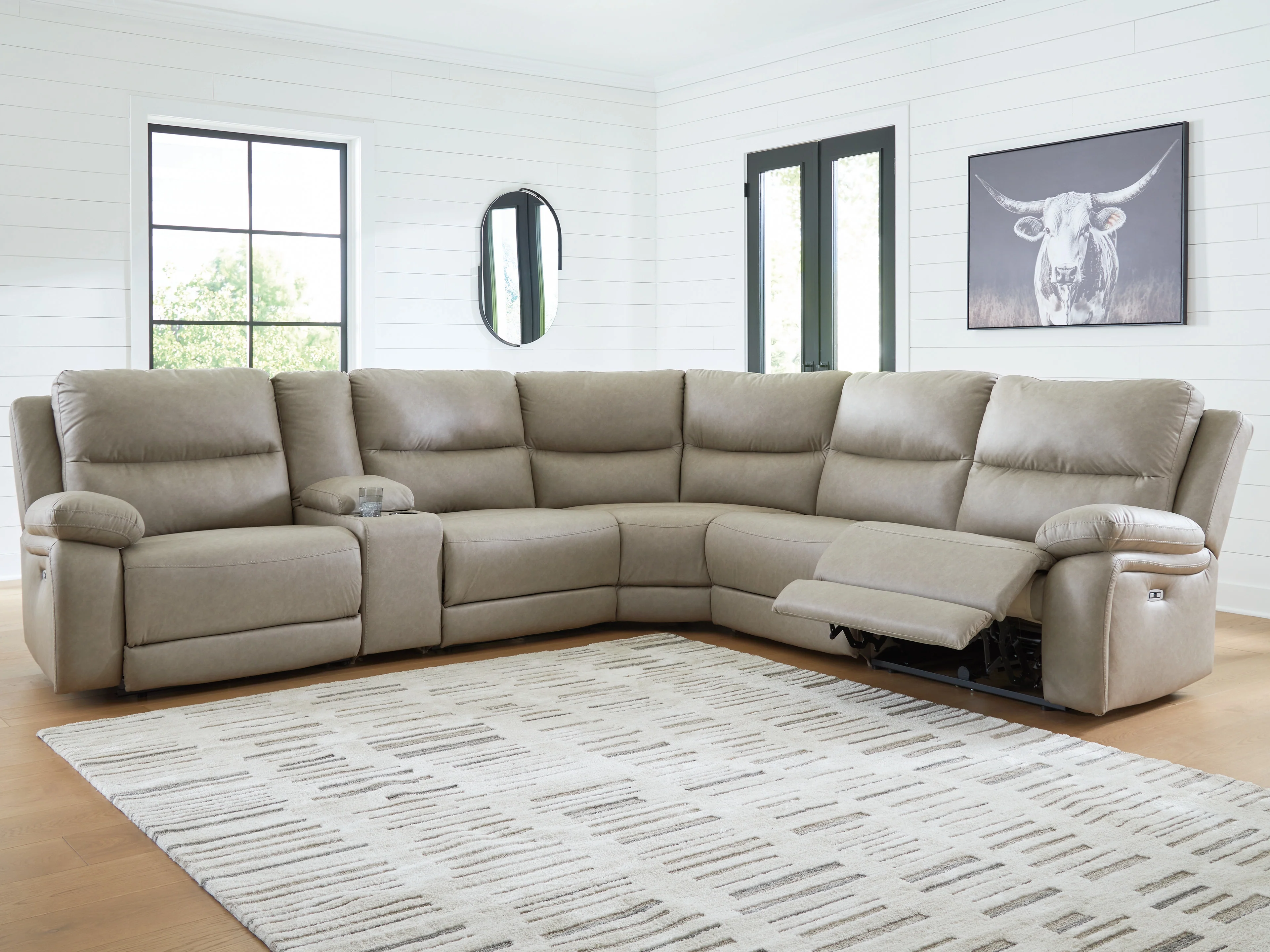 Narwhal Place Pebble 6-Piece Reclining Sectional with Storage Console - Image 2