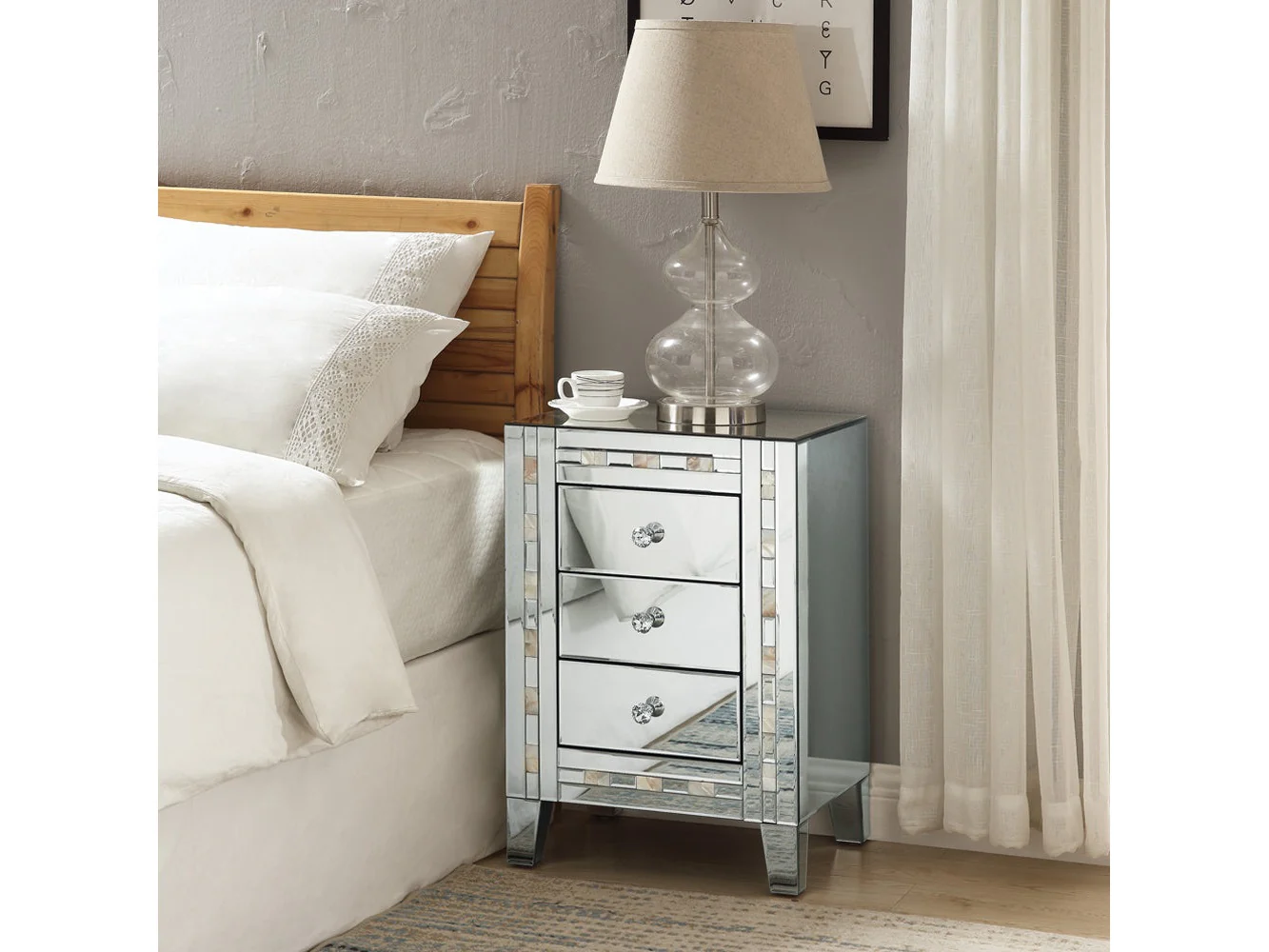 Nasa Mirrored & Mother Pearl Accent Table