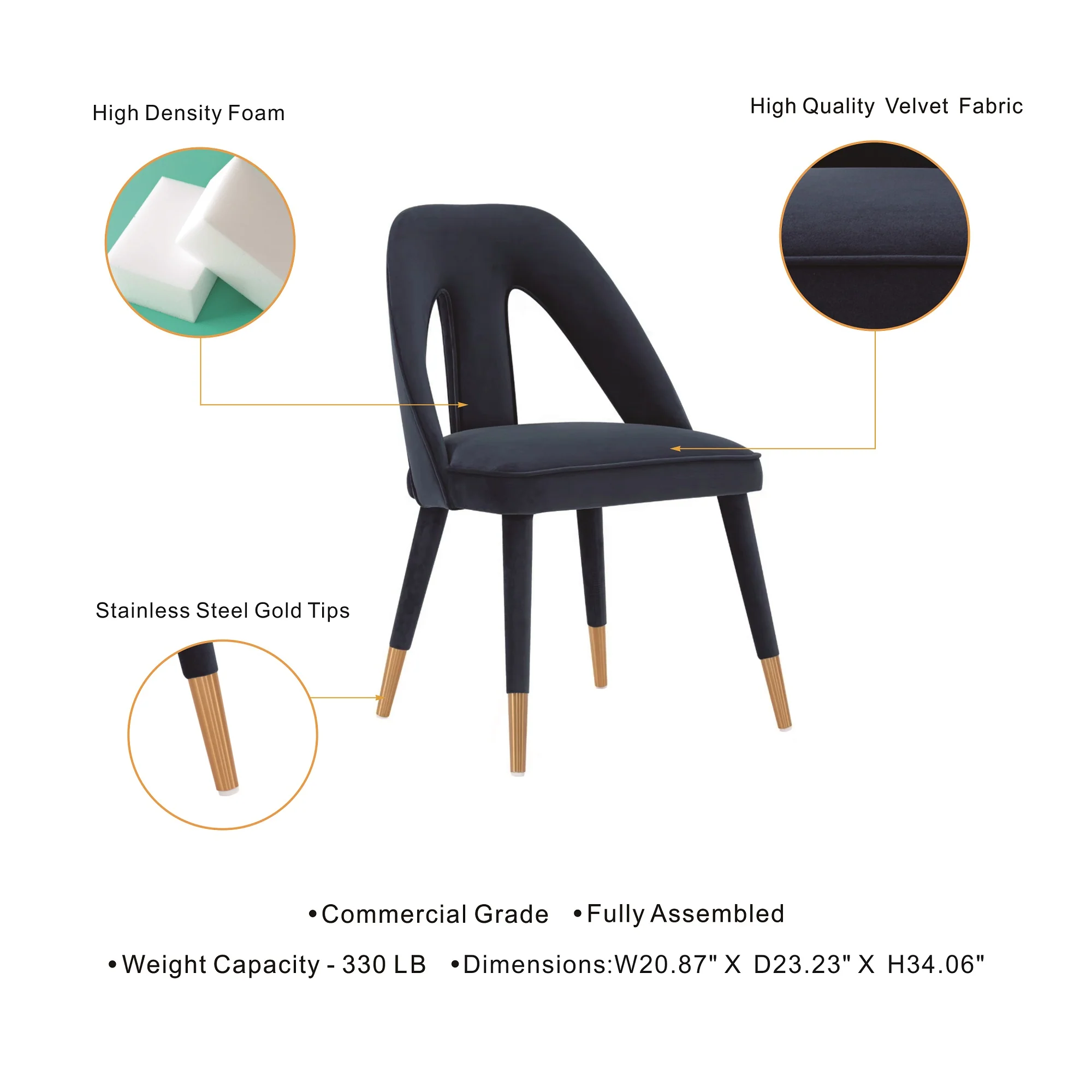 Neda Dining Chair in Midnight Blue - Image 4