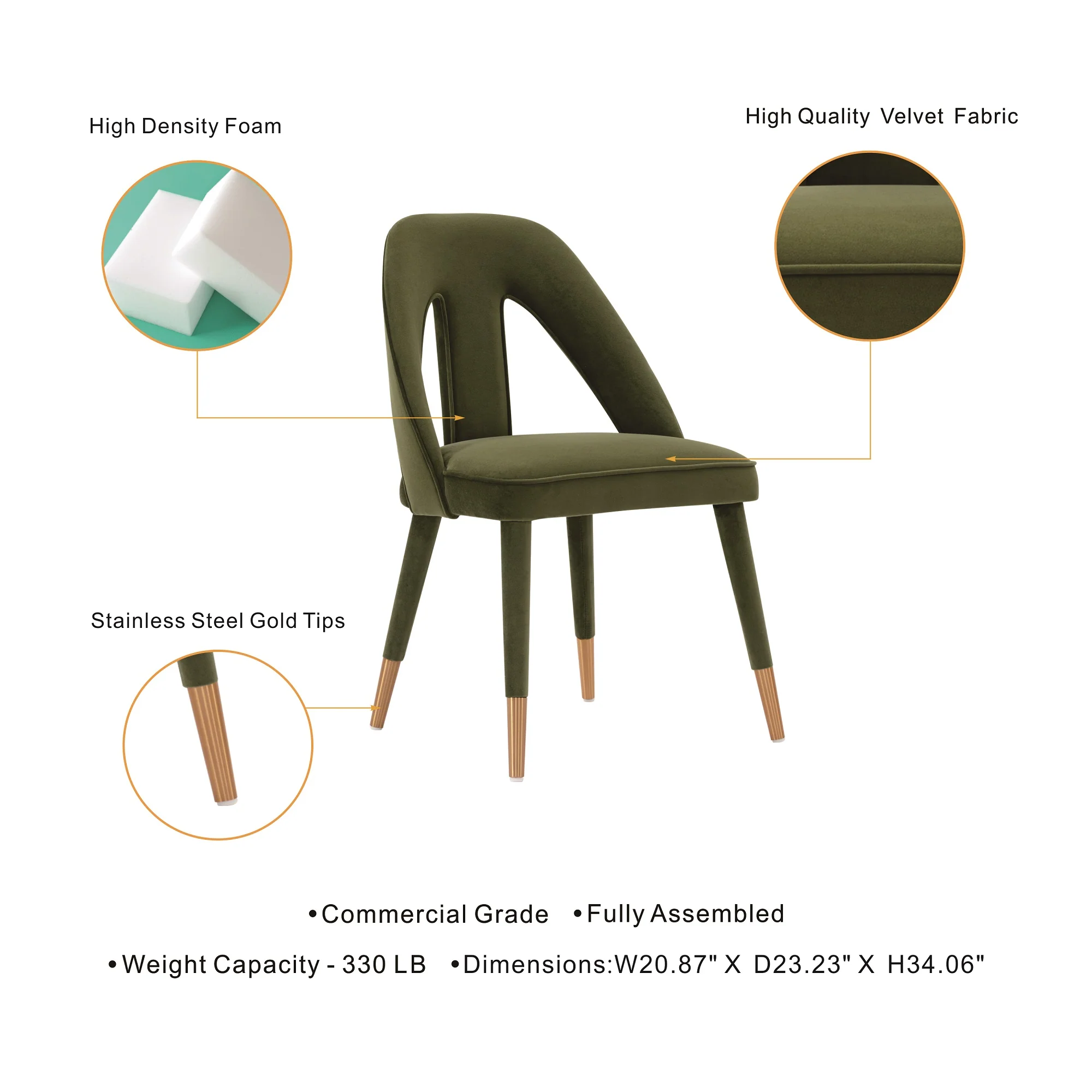 Neda Dining Chair in Olive Green - Image 4
