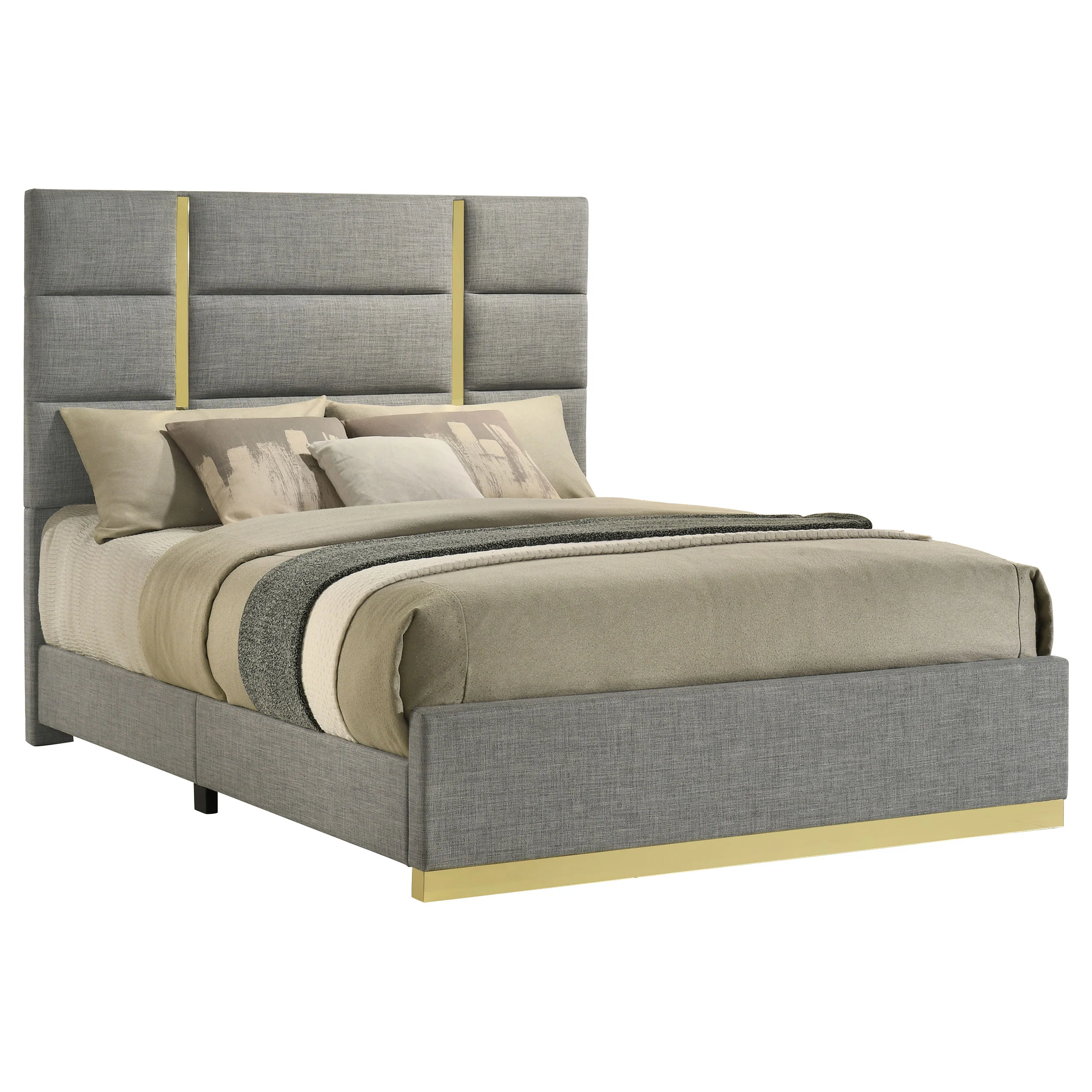 Ines Grey 52-inch Fabric Upholstered Queen Panel Bed - Image 3