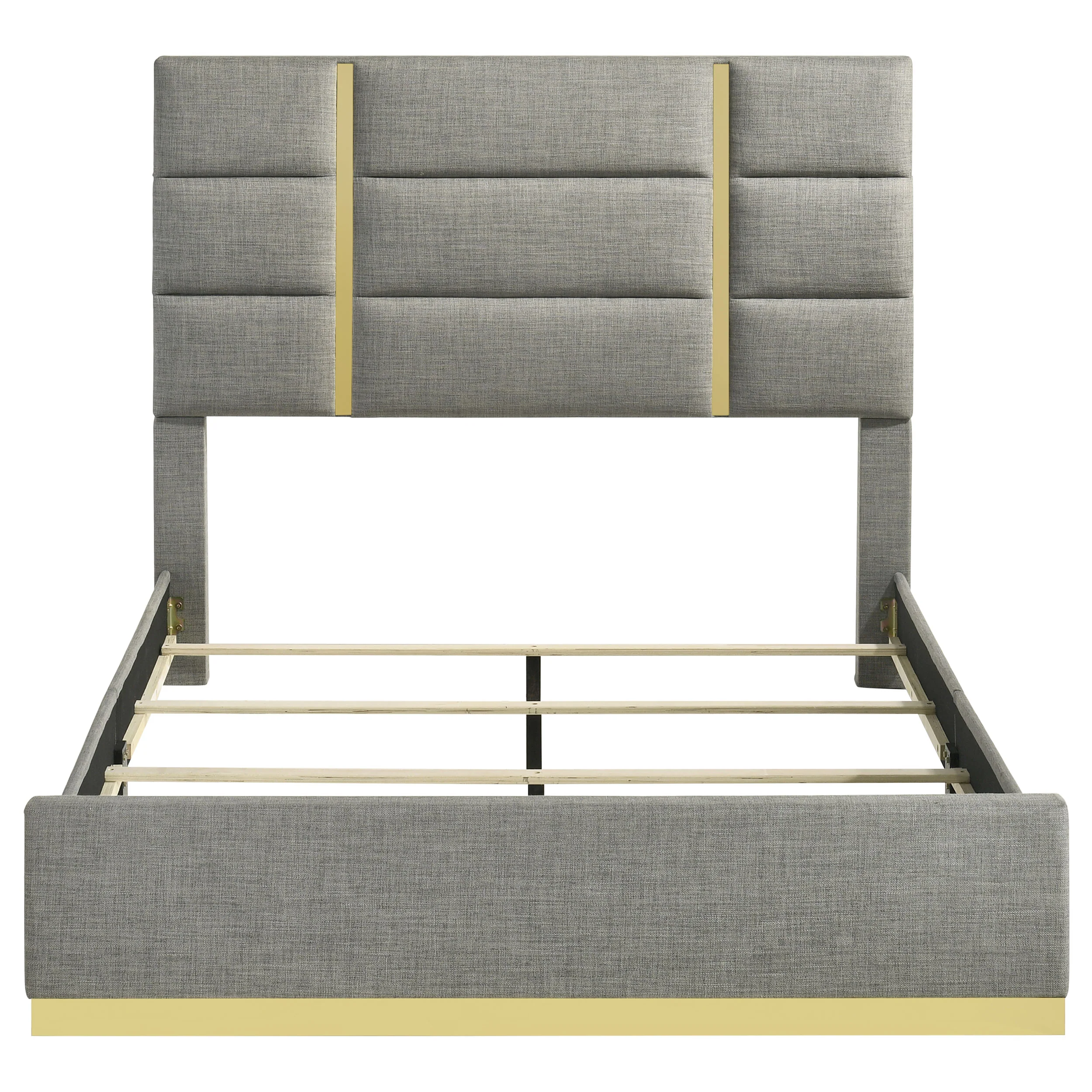 Ines Grey 52-inch Fabric Upholstered Queen Panel Bed - Image 4