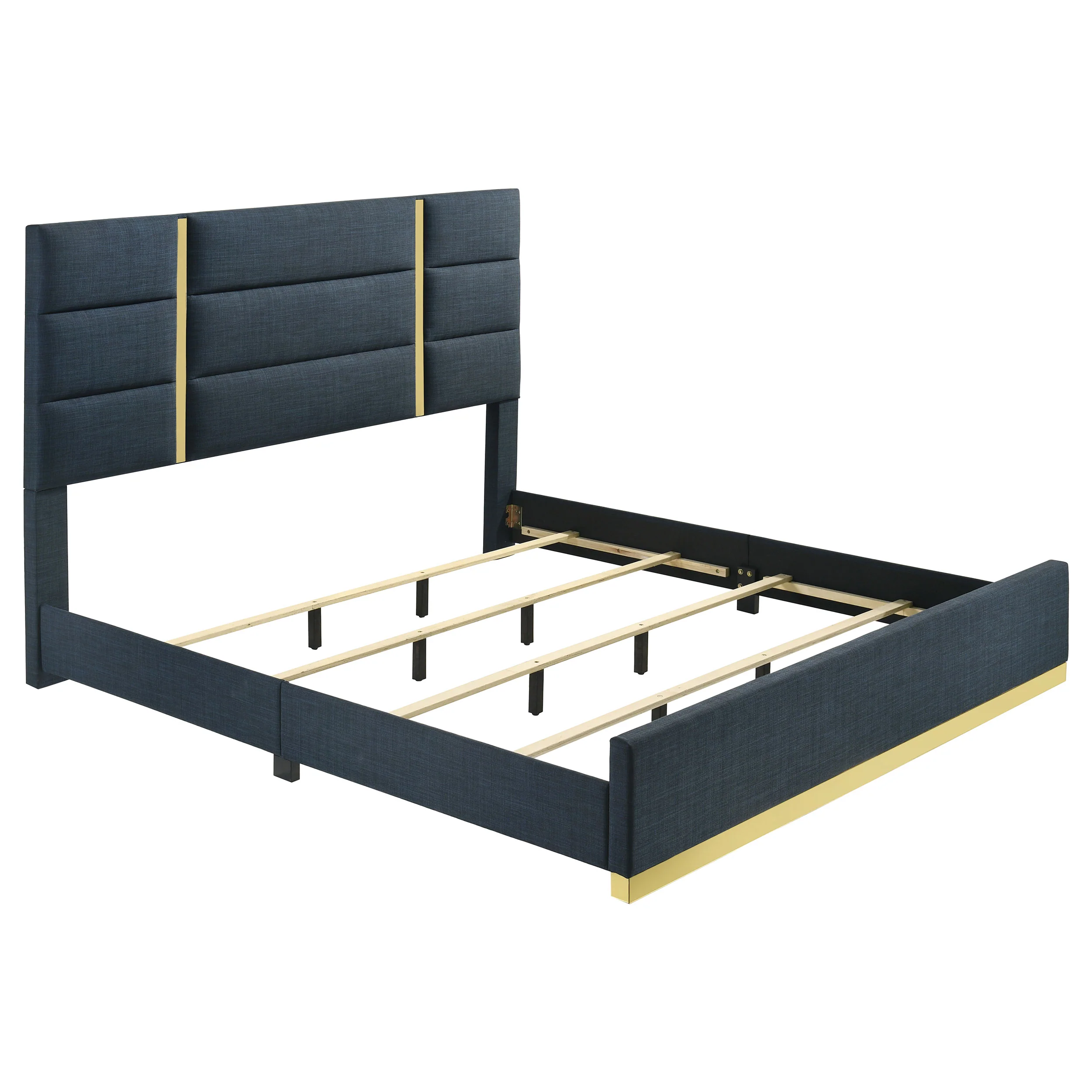 Ines Navy 52-inch Fabric Upholstered Queen Panel Bed - Image 2