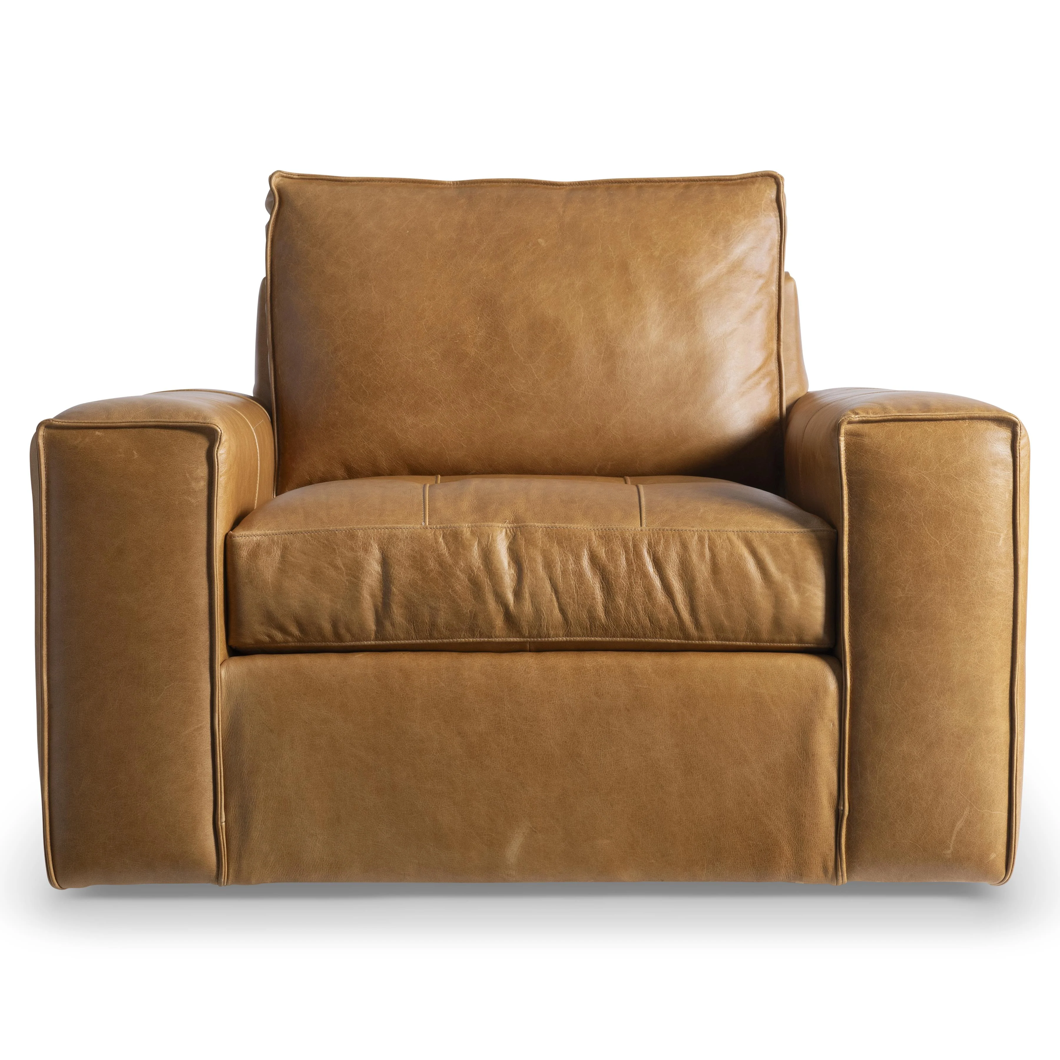 Nest Beige/Tan Leather Swivel Chair - Image 3