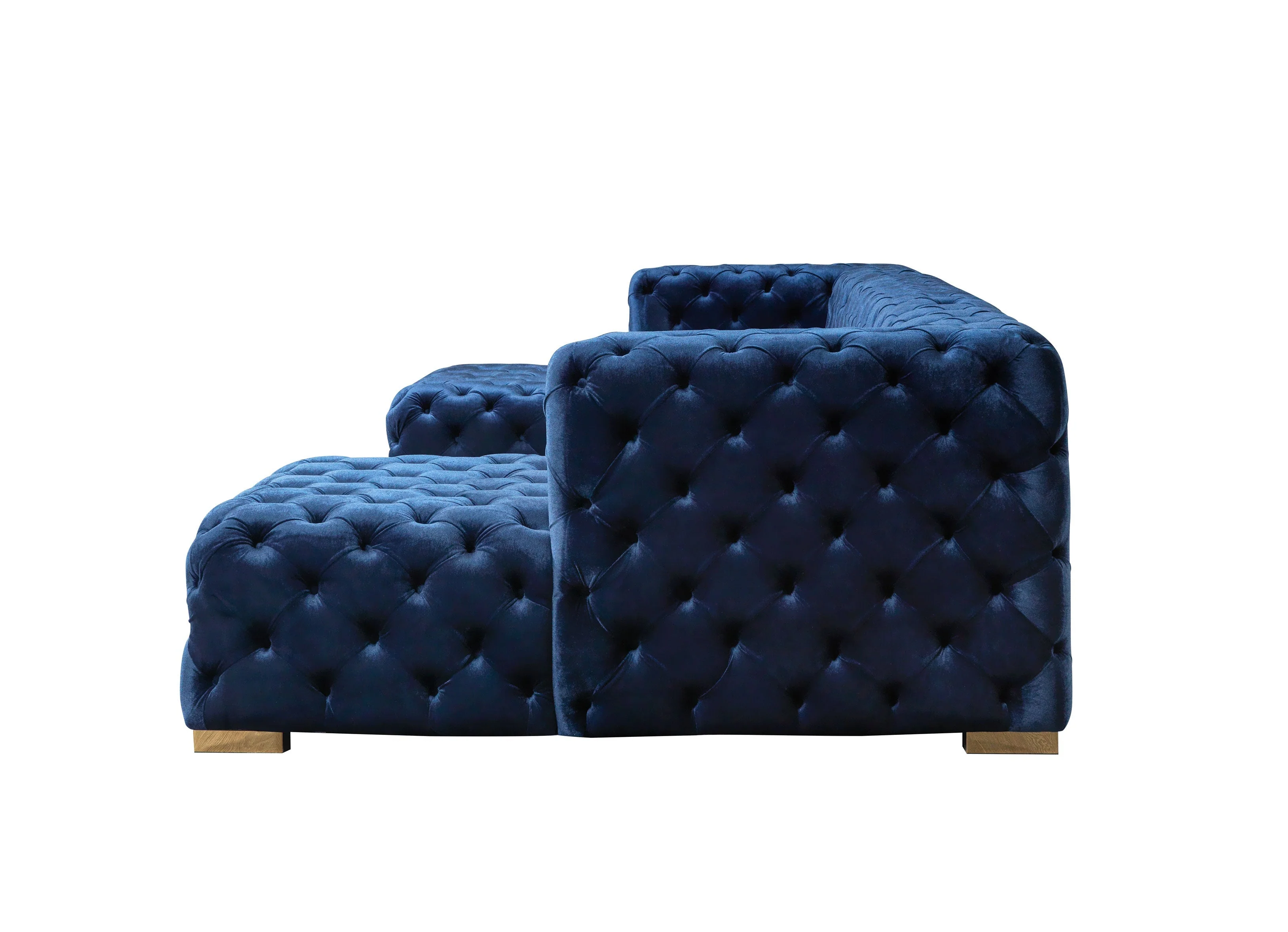 Neva Blue Velvet Double Chaise Sectional - Image 14