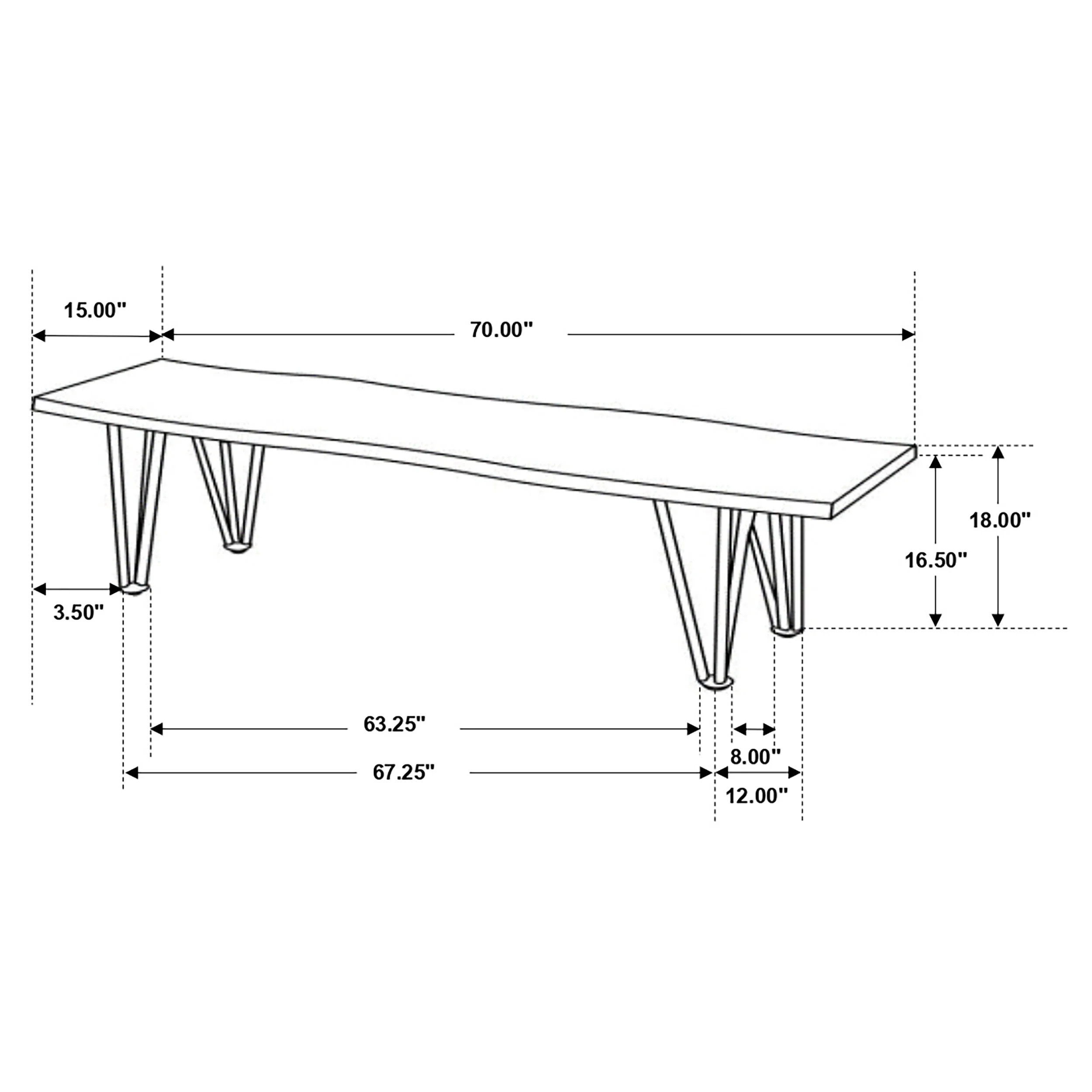 Neve Grey Sheesham Live Edge Wood Dining Bench Hairpin Legs - Image 6