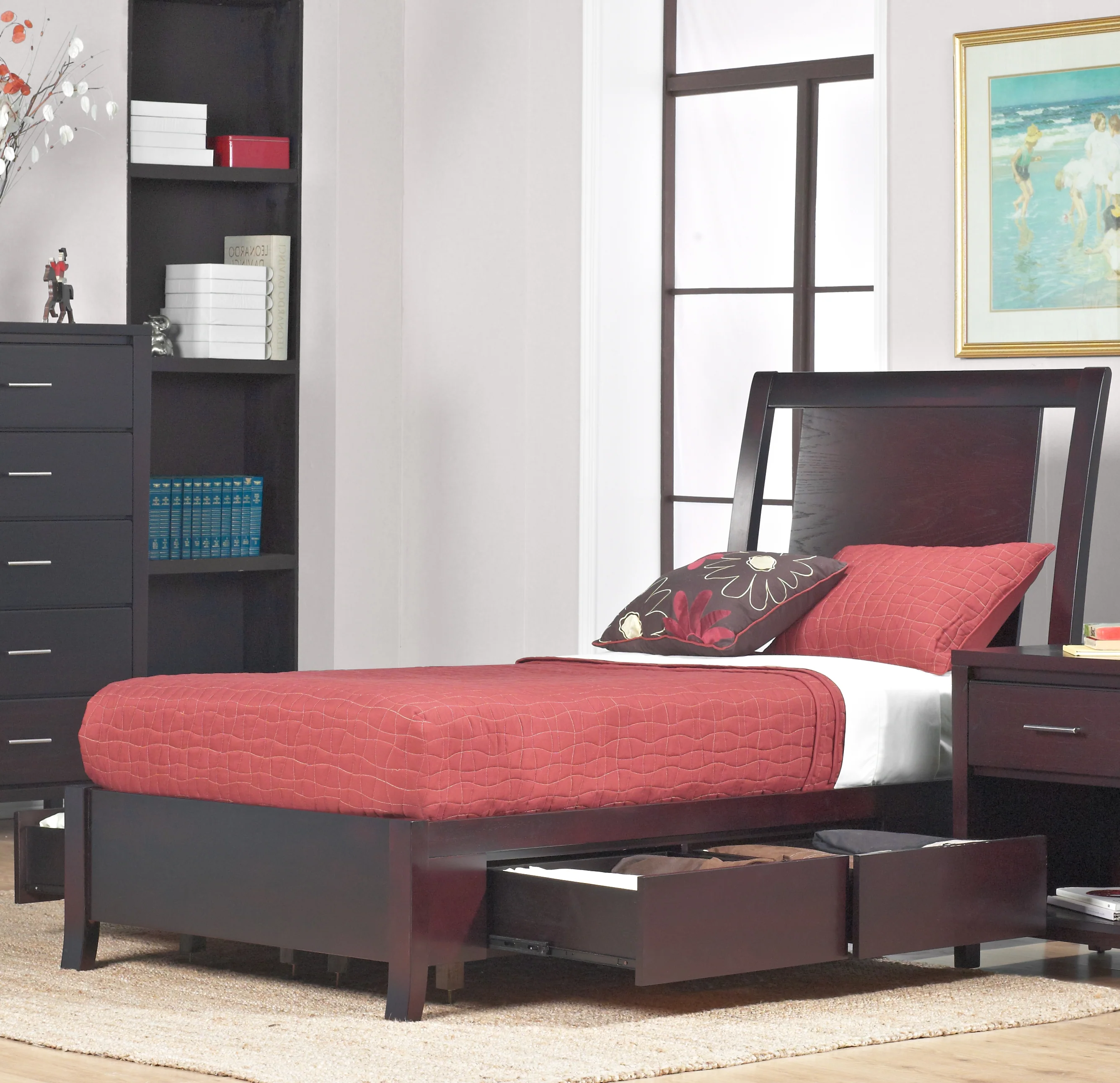 Nevis Eastern King Low Profile Storage Bed in Espresso - Image 2