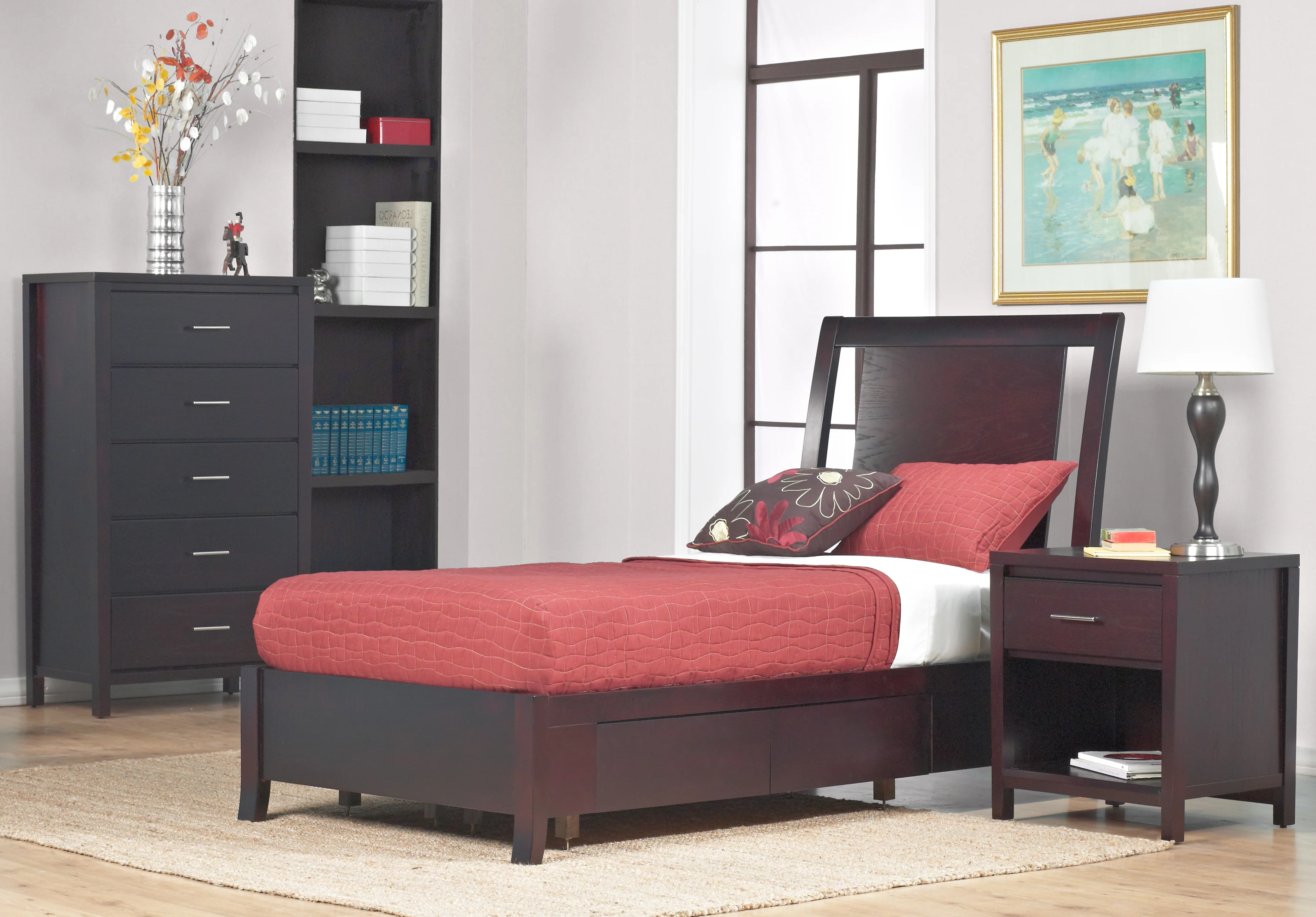 Nevis Eastern King Low Profile Storage Bed in Espresso - Image 4