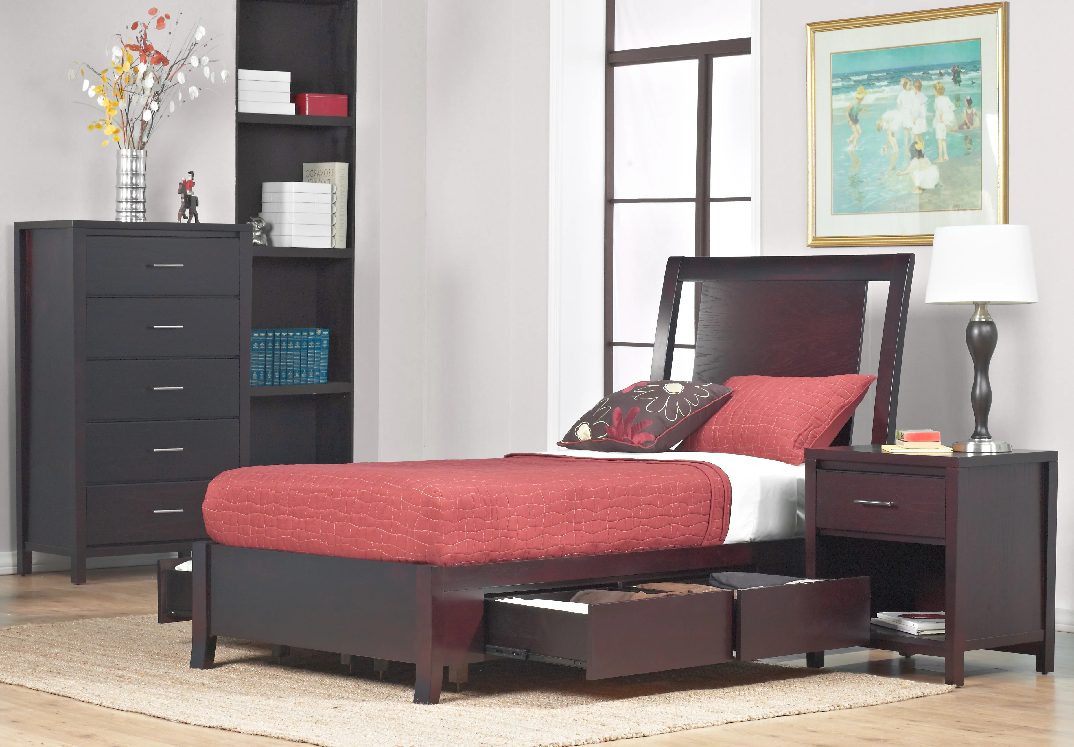 Nevis Eastern King Low Profile Storage Bed in Espresso - Image 5