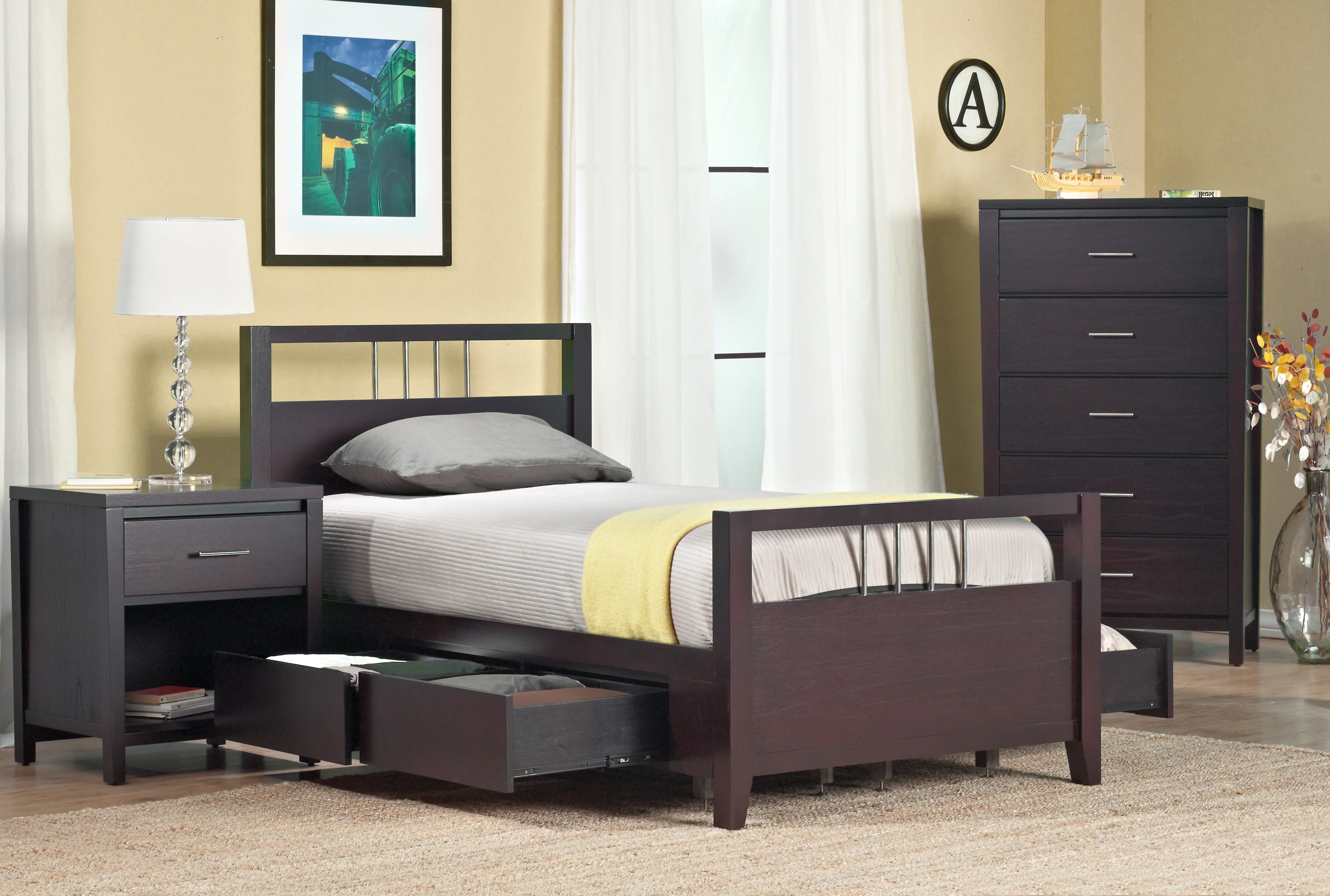 Nevis Twin Platform Storage Bed in Espresso - Image 5