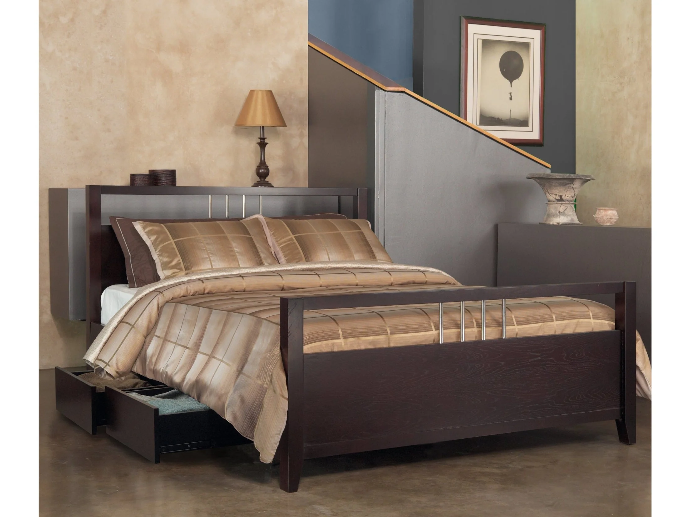 Nevis Eastern King Platform Storage Bed in Espresso