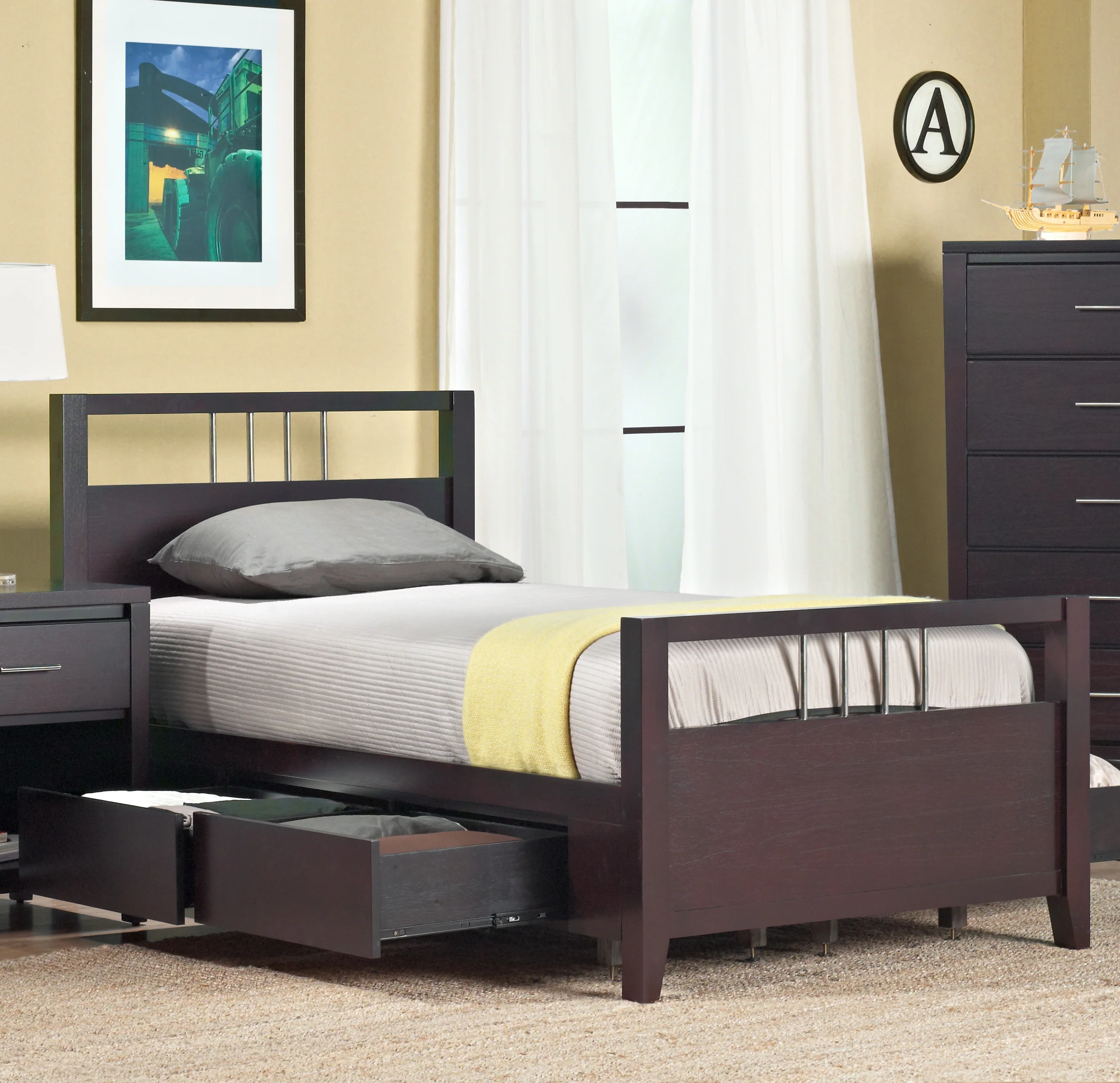 Nevis Eastern King Platform Storage Bed in Espresso - Image 2