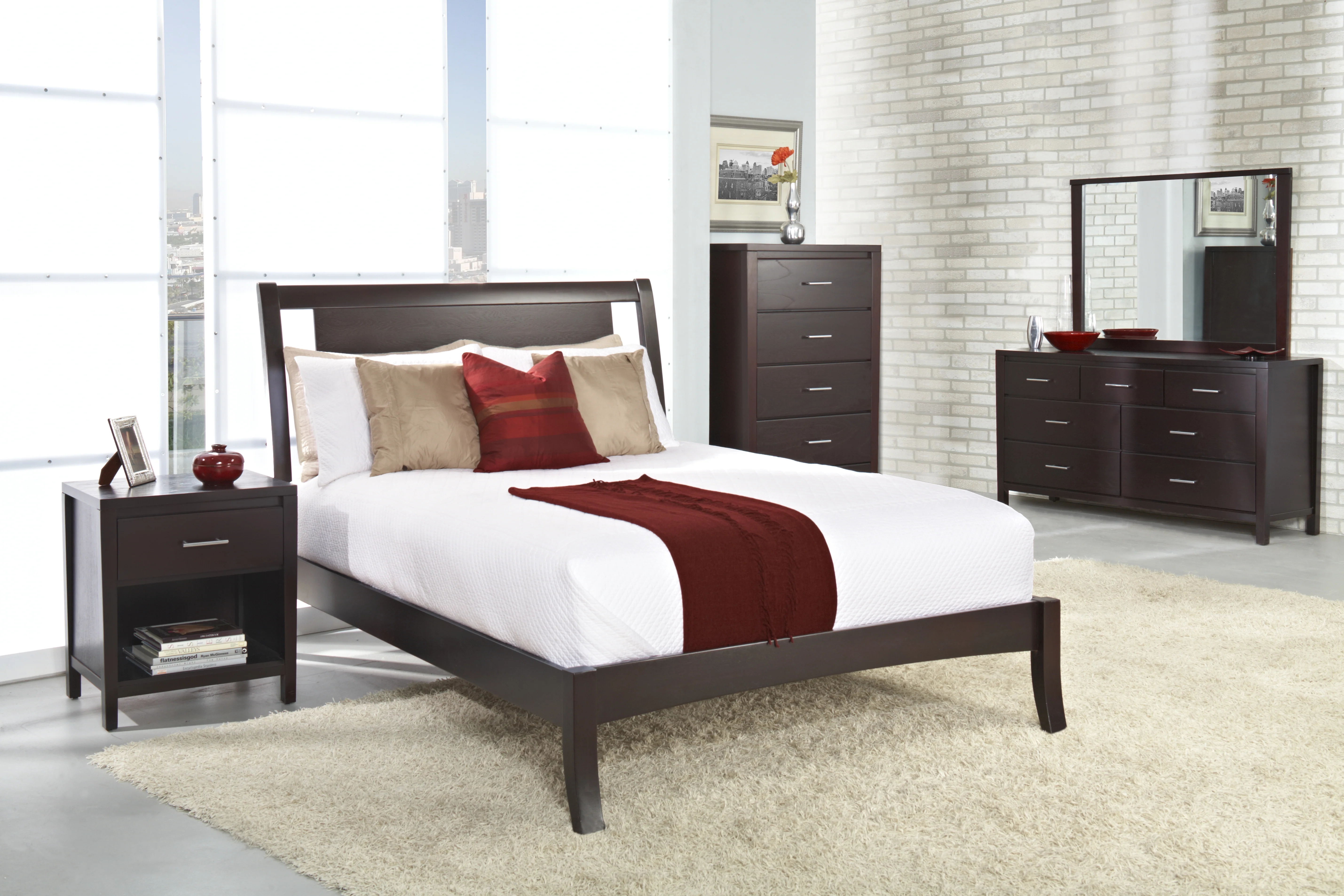 Nevis Wood Twin Sleigh Bed in Espresso - Image 3